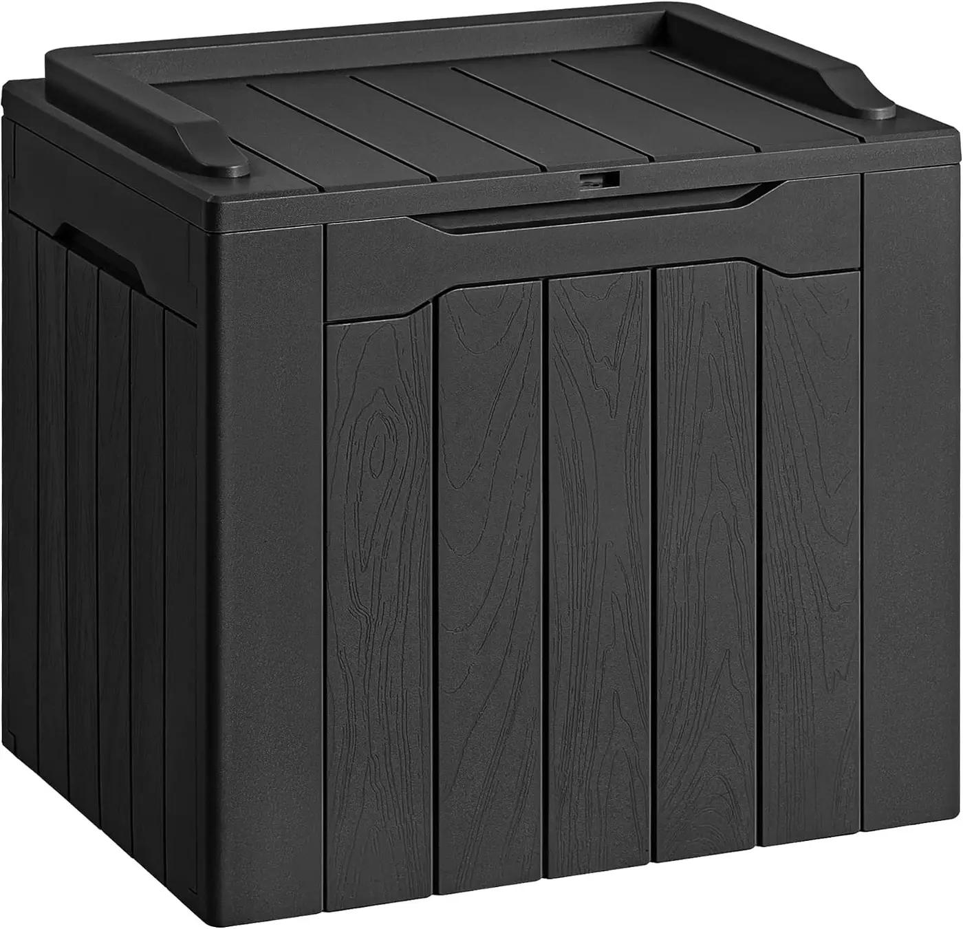 Devoko 30 Gallon Resin Deck Box Waterproof Outdoor Storage Box for Patio Furniture Pool Accessories Indoor Storage for Cushion Garden Tools (30 Gallon, Black) Global Recycled Standard