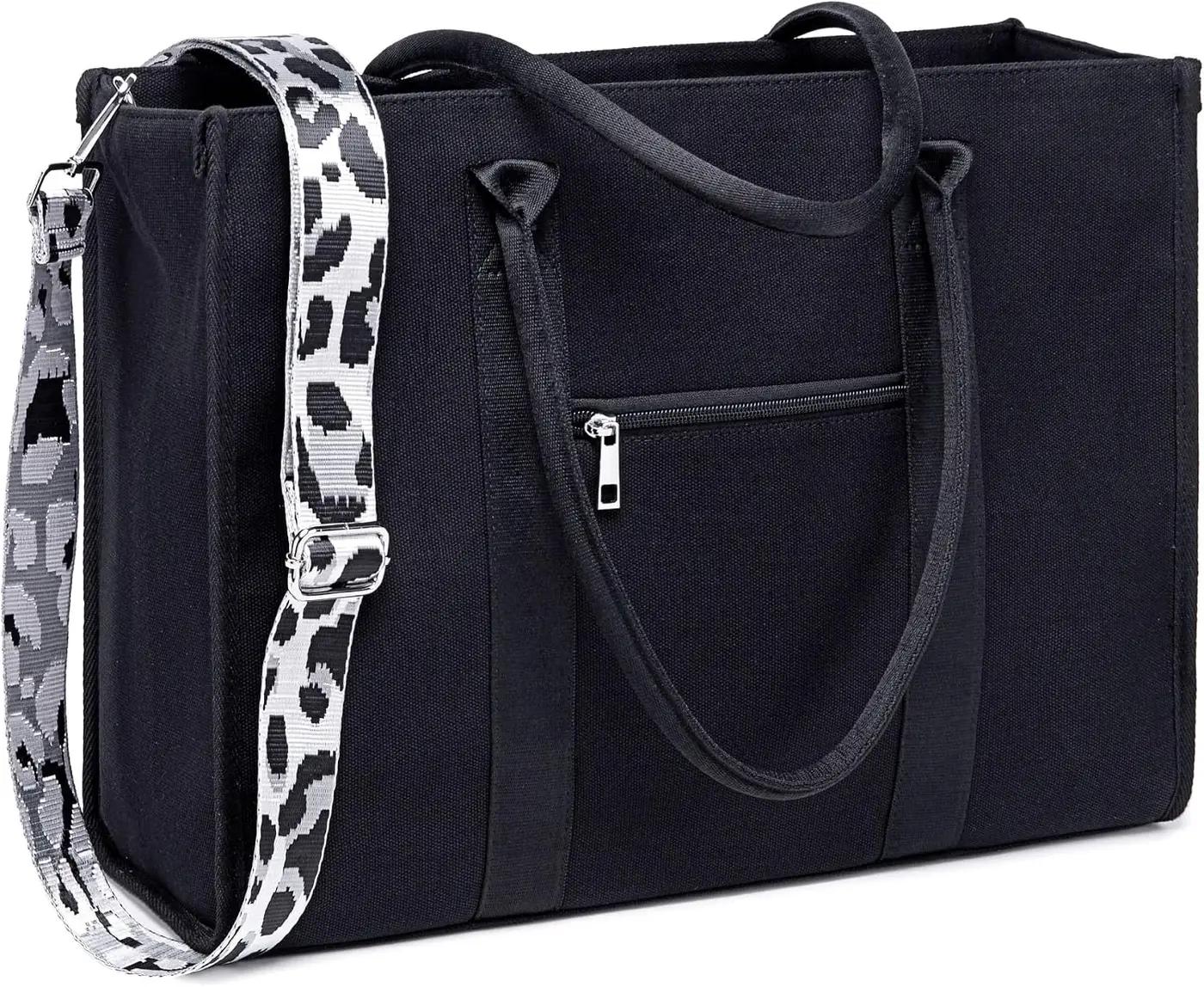 BTOOP Laptop Tote Bag for Women Work 15.6 inch Canvas Shoulder Bags Computer Messenger Purse Teacher Handbag Office Briefcase