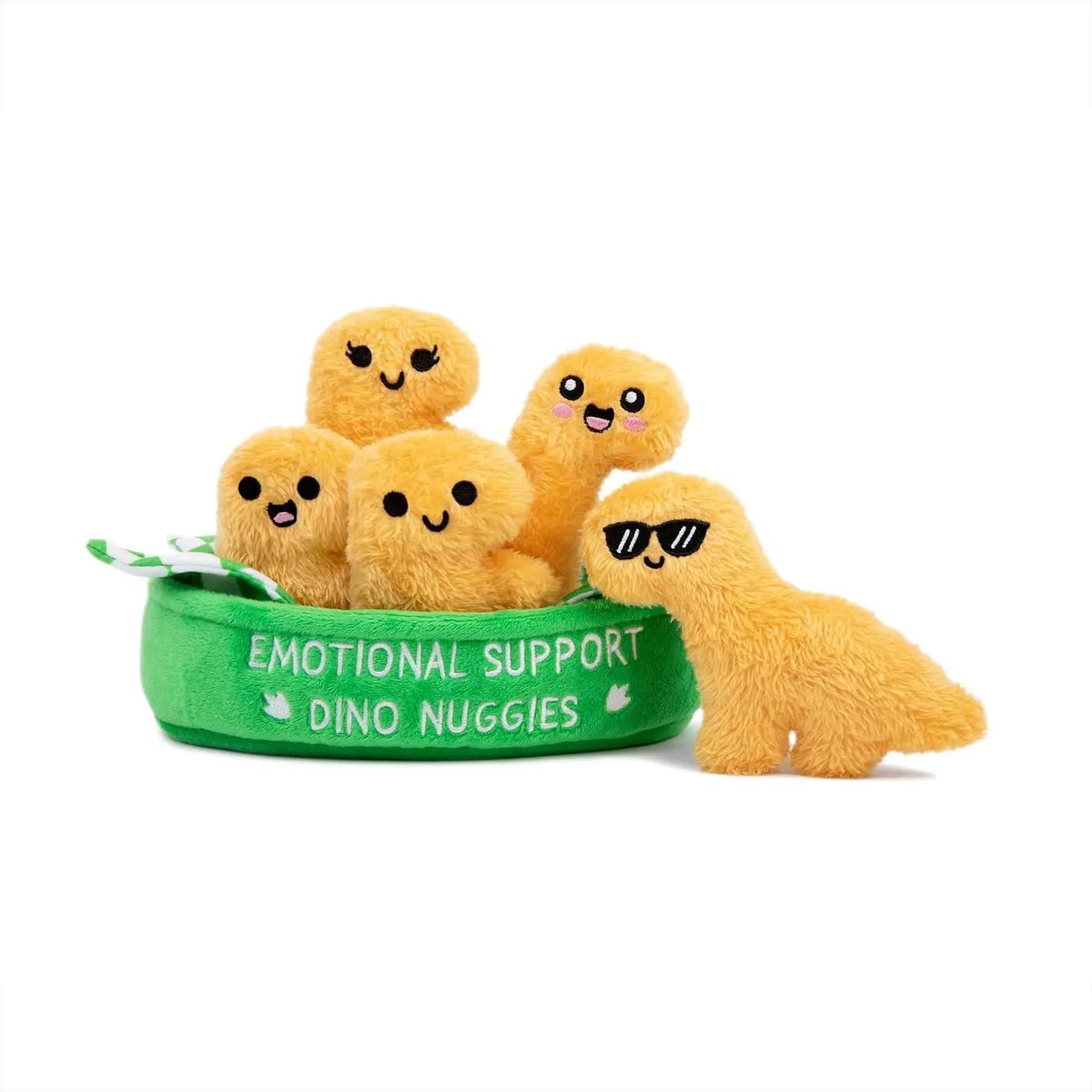 Emotional Support Dino Nuggies by Relatable, Cuddly Stuffed Animals and Dinosaur Toys, Great Gift Ideas for Loved Ones of All Ages, Includes 5 Dinosaur Plushies with Carrying Basket
