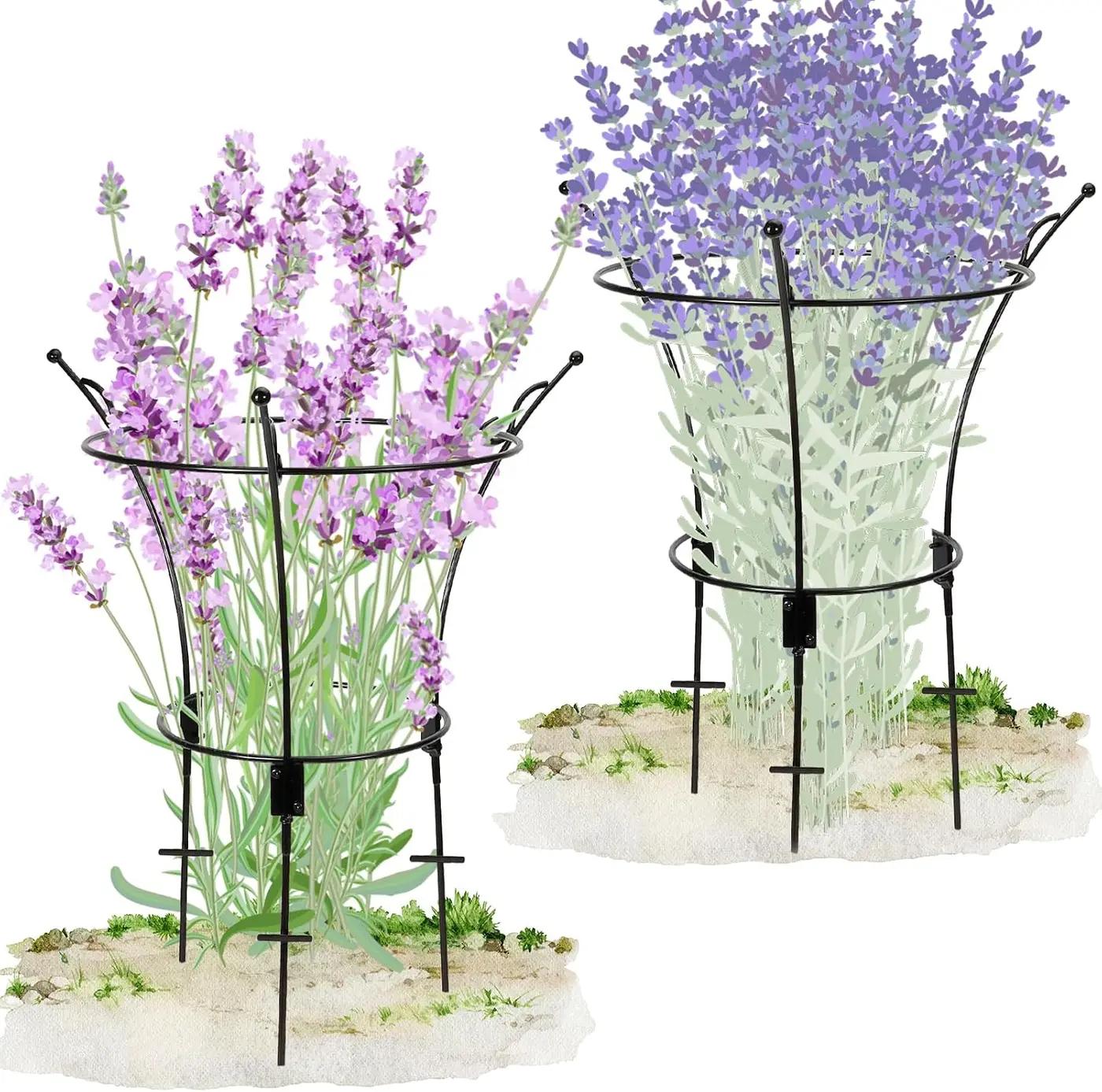 VICAMB 2 Pack Large Peony Cages and Supports,23.2" H X 13.4" D Metal Peony Support Rings,Tall Plant Support Garden Stakes for Outdoor Plants and Other Flopping Flowers