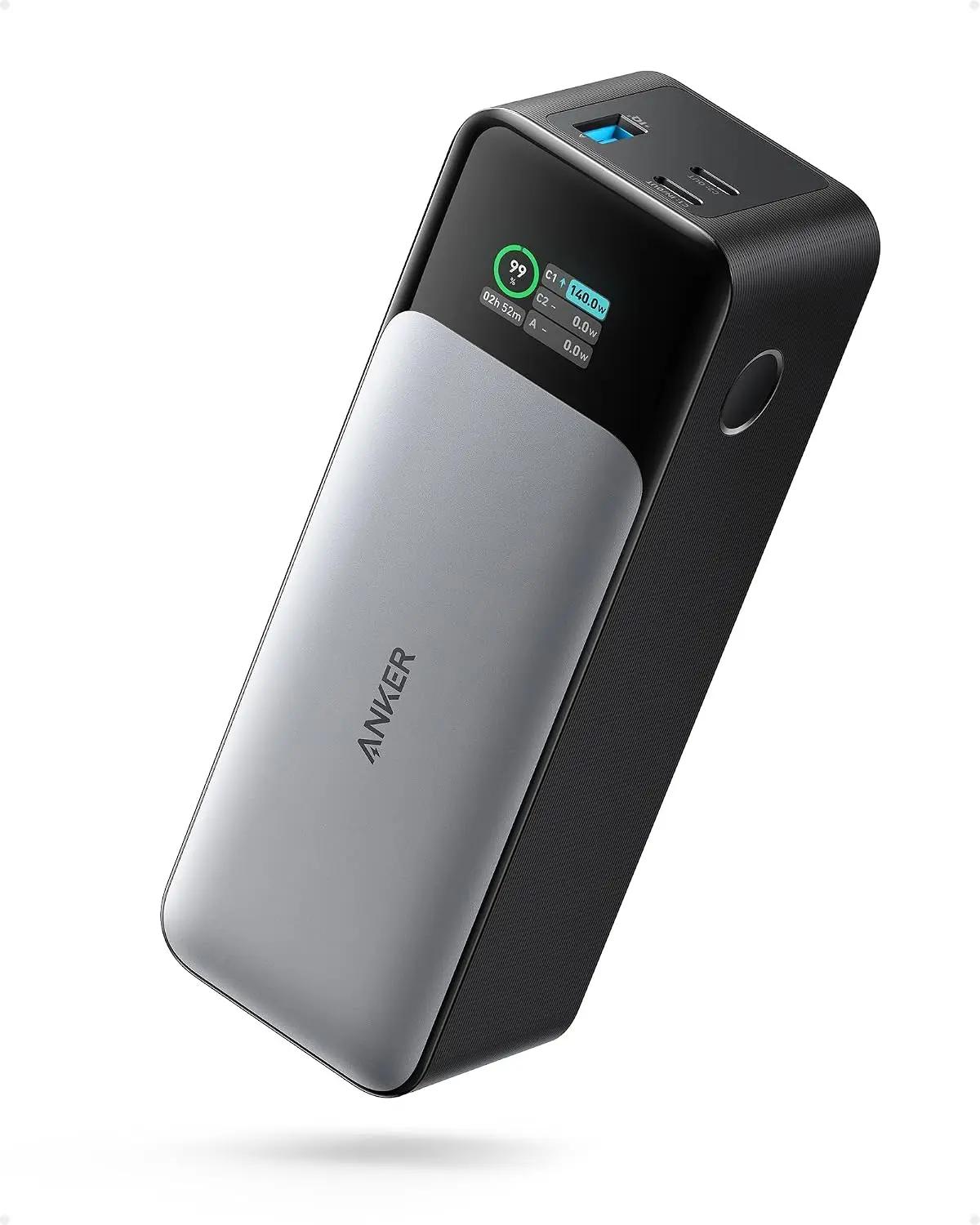 Anker 737 Power Bank, 140W Max 3-Port Laptop Portable Charger, 24,000mAh, Smart Display, Compatible with iPhone 16 / 15 / 14 Series, Vision Pro, Samsung, MacBook, and More ClimatePartner certified