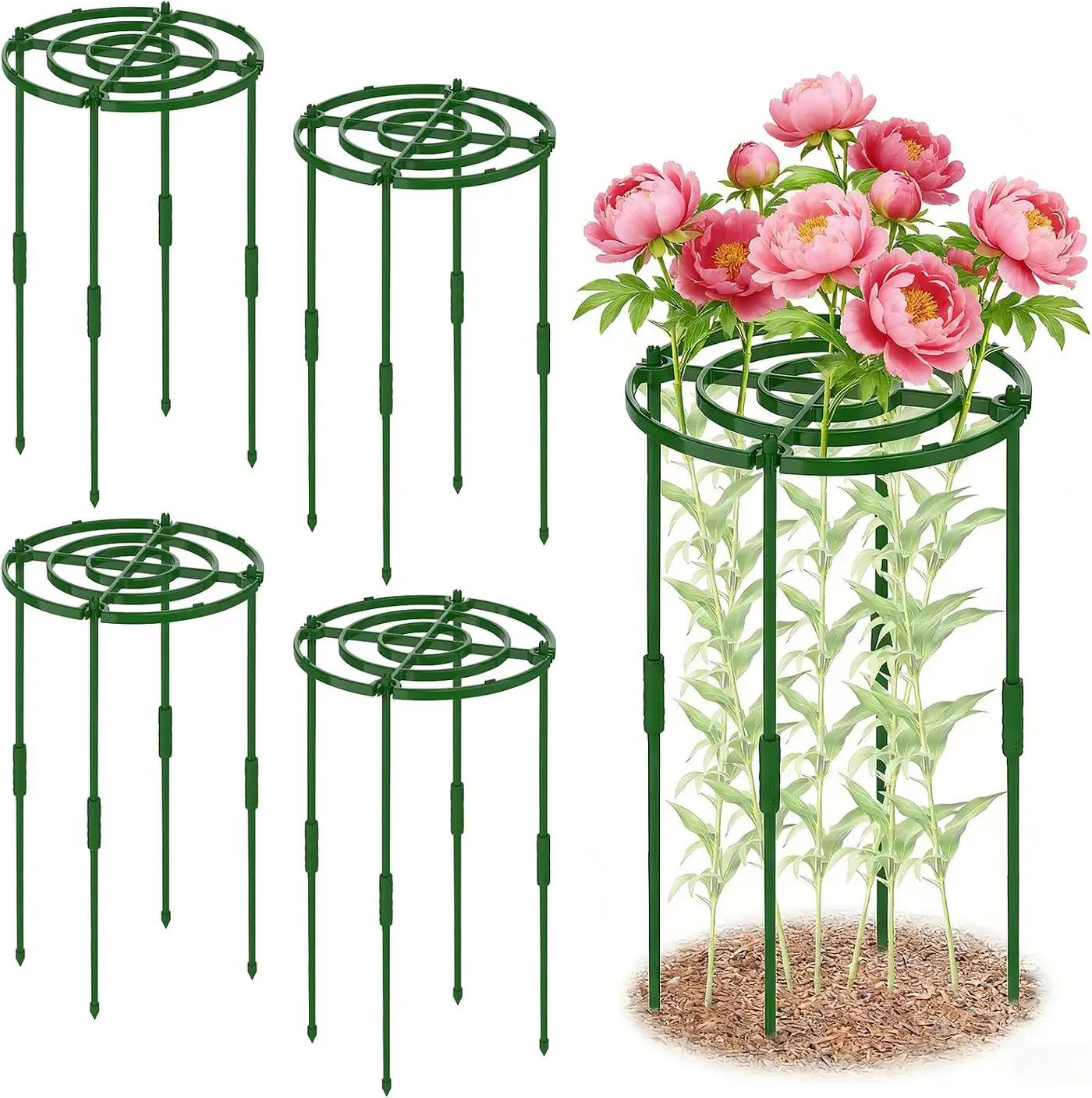 4 Pack Peony Cages and Supports, 11.8" D x 25" H Plant Supports for Outdoor Plants, Peony Support Cage Flower Support Rings, Plant Support Ring for Rose Tomato Hydrangea Strawberry