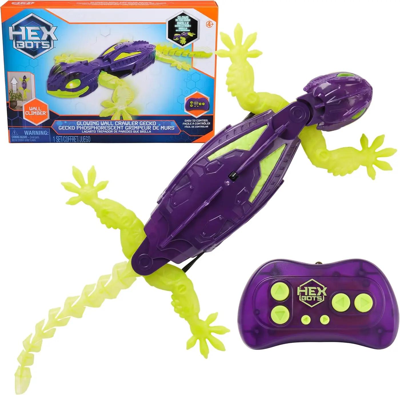 HEX Bots Glow-in-the-Dark Gecko with Official Wall Climber Technology, Rechargeable Remote Control Robot Kids Toys, Prank Toys for Boys &amp; Girls Ages 4 &amp; Up