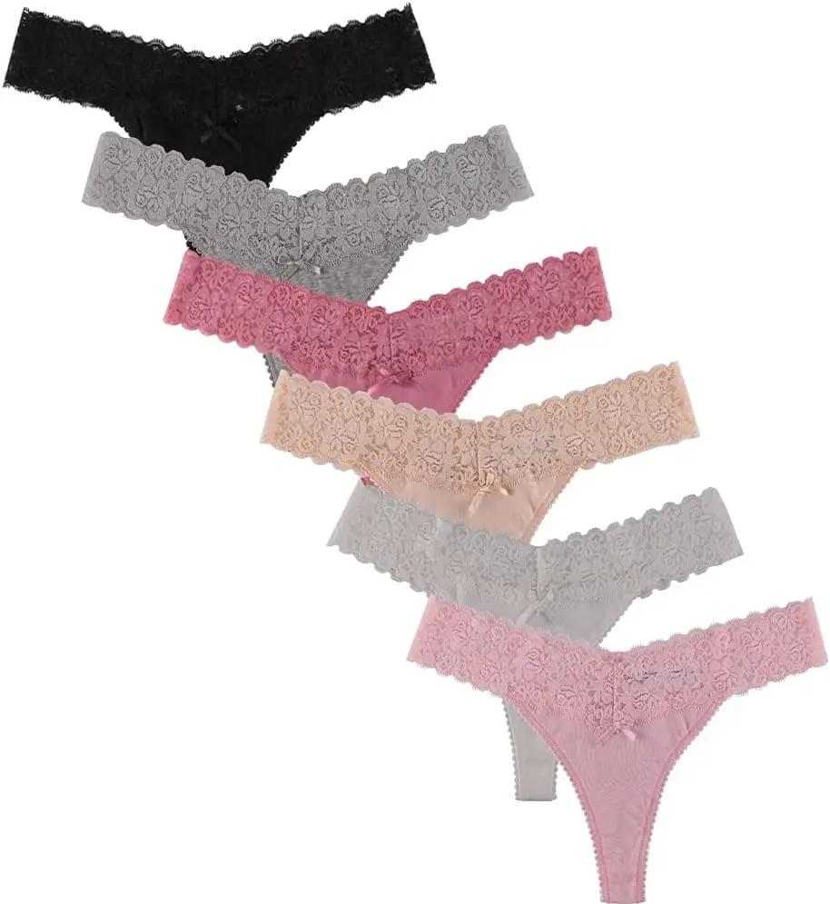 UWOCEKA Cotton Thongs - Thongs for Women Pack, Cute Underwear Sexy Panties for Lady