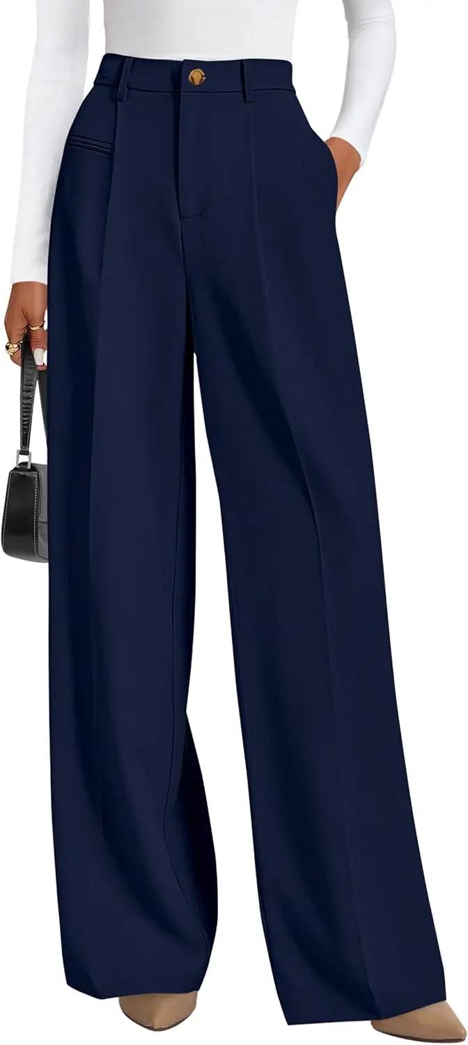 PRETTYGARDEN Womens Wide Leg Dress Pants 2026 Business Casual Flowy Work Palazzo Pants High Waisted Slacks Trousers OEKO-TEX STANDARD 100