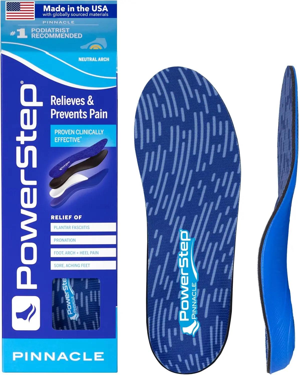 PowerStep Pinnacle Insoles, Orthotics for Plantar Fasciitis Relief, Made in USA Orthotic Insoles, Arch Support Inserts with Moderate Pronation, #1 Podiatrist Recommended (M 9-9.5, W 11-11.5)