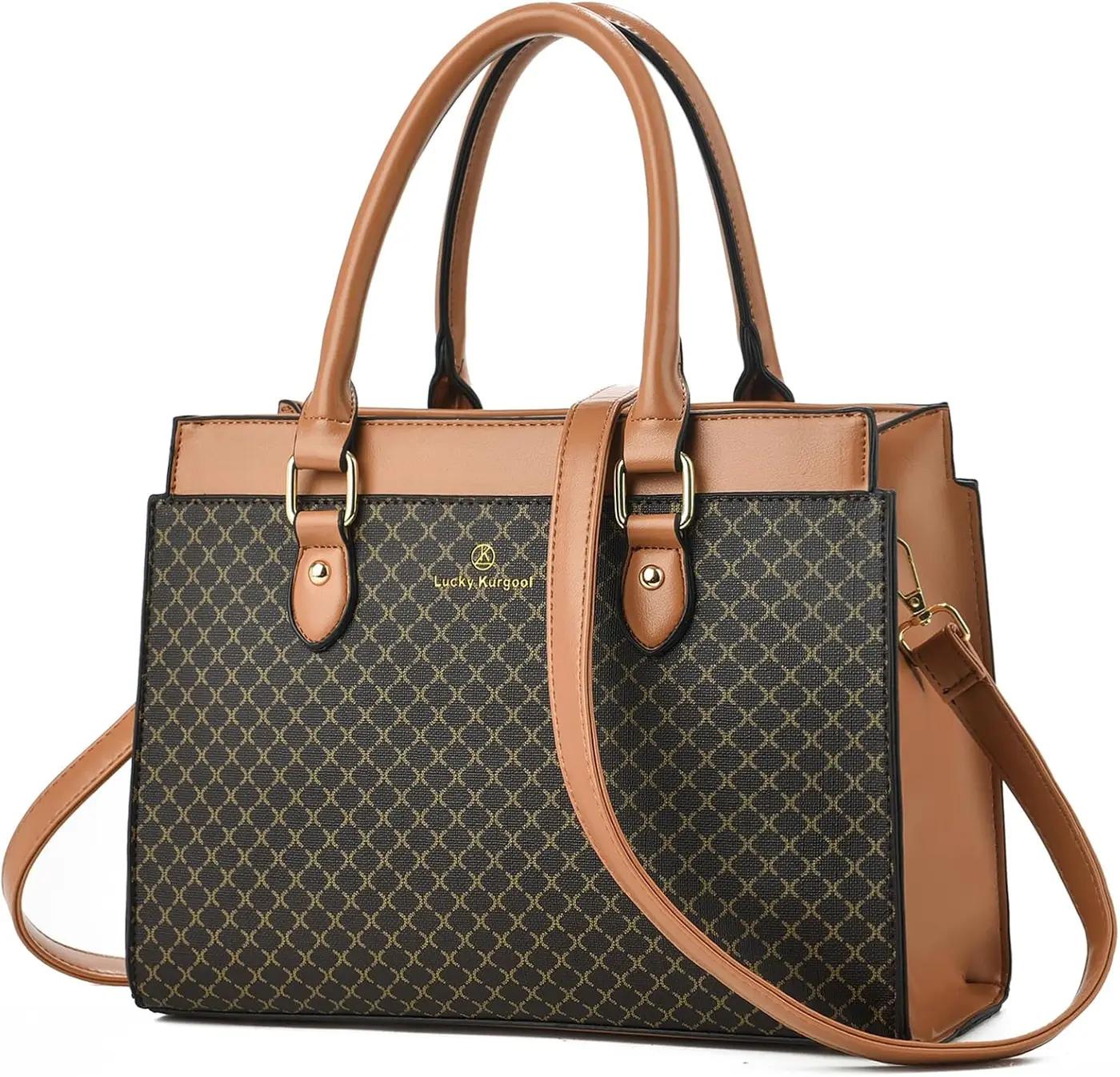KURGOOL Handbags Purses for Women, Trendy Leather Dual-tone Tote Purse, Designer Handbag Shoulder Bag Top Handle Satchel Bags