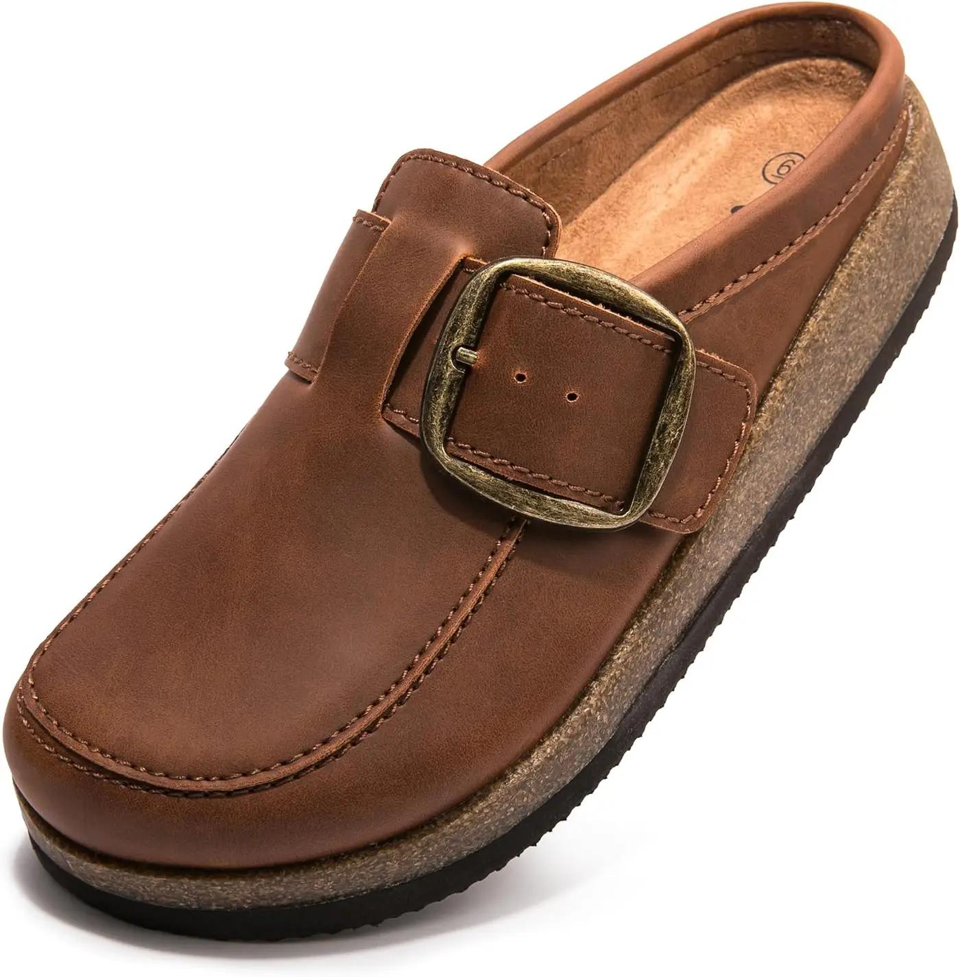 Premium Eco-Leather Women's Clogs - Slip-Resistant Non-Skid Sole, Plush Memory Foam Insole, Lightweight &amp; Comfortable, Versatile for Work, Casual, or Outdoor Occasions