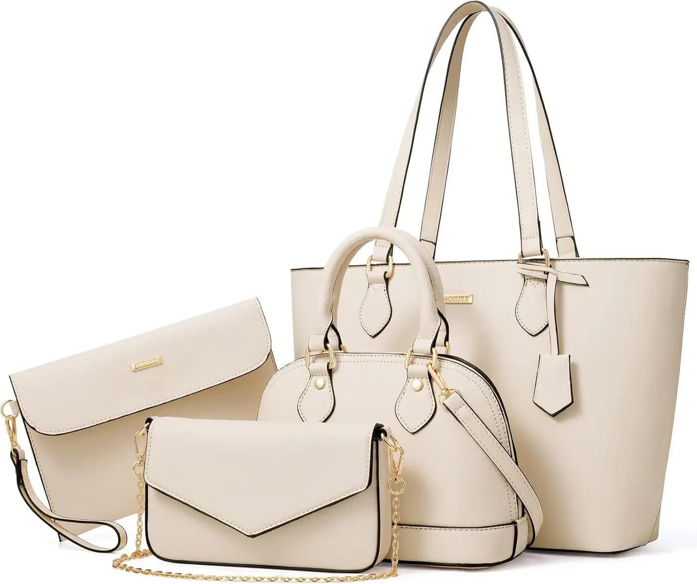 Bagsure 4PCS Women Fashion Handbags Purses Wallet Shoulder Bags Casual Tote Bag Crossbody Bags, Handbag Set Gift for Ladies Girls