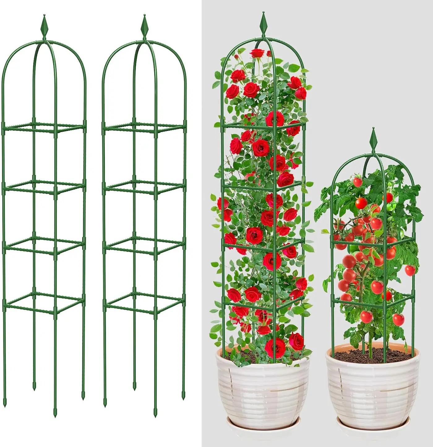 MYMULIKE Garden Trellis for Climbing Plants Outdoor &amp; Indoor - 2 Pack 6Ft Tall Rustproof Plant Support Cage for Vines, Flowers, Vegetables, Roses | Heavy-Duty, Adjustable &amp; Decorative