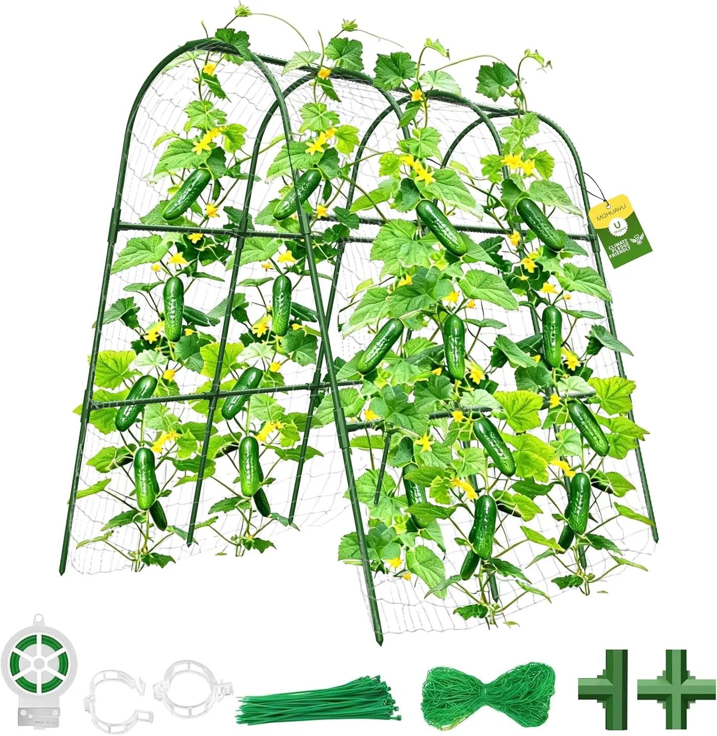 Cucumber Trellis for Raised Bed,U-Shape Garden Trellis for Climbing Plants Outdoor, Metal Arch Vegetables Trellis, Plant Support for Vine (Green, 47.2x47.2 X21.6) Global Recycled Standard