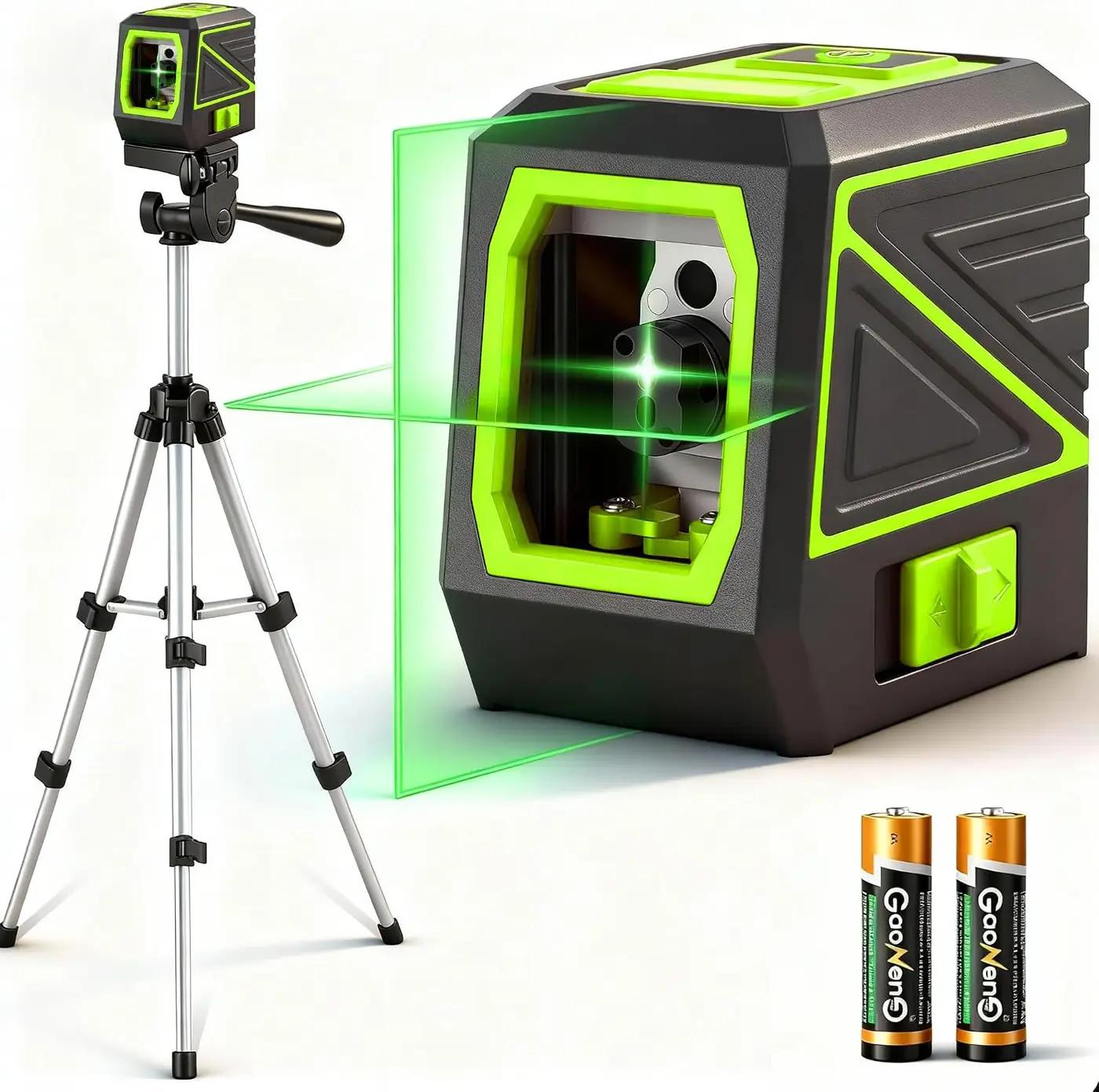 Laser Level with Tripod, 100 feet Green Cross Line Self Rotary Leveling Laser Level, Vertical and Horizontal Line, Rotatable 360 Degree, Manual Self leveling and Pulse Mode,IP54 Waterproof &amp; Battery