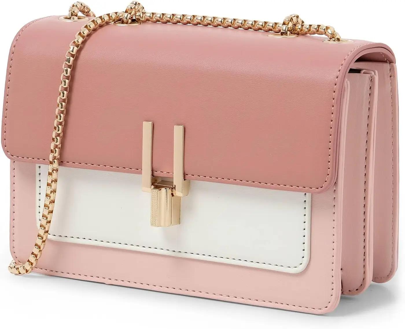 Color-Block Crossbody Bags for Women Leather Cross Body Purses Cute Designer Handbags Shoulder Bag Medium Size