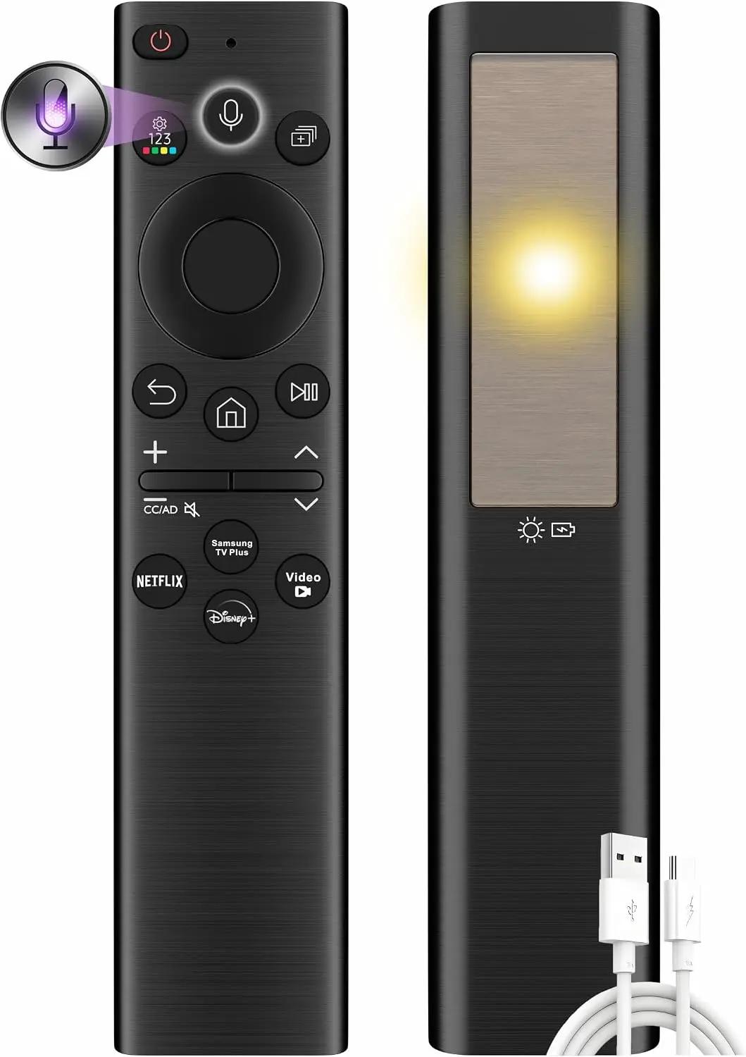 Replacement for Samsung Remote Control for Smart TV, Rechargeable Samsung Solar TV Remote 2025-2018, Universal, Fast Charging, Solarcell, Free USB C Cable, Voice, Bluetooth. 2-Year Warranty