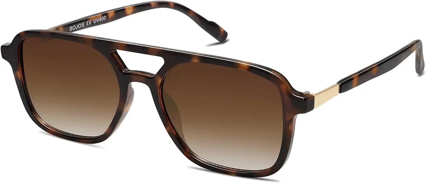 SOJOS Retro Aviator Sunglasses for Women Men,Trendy Rectangle Womens Mens Shades Sun Glasses SJ2202 Global Recycled Standard