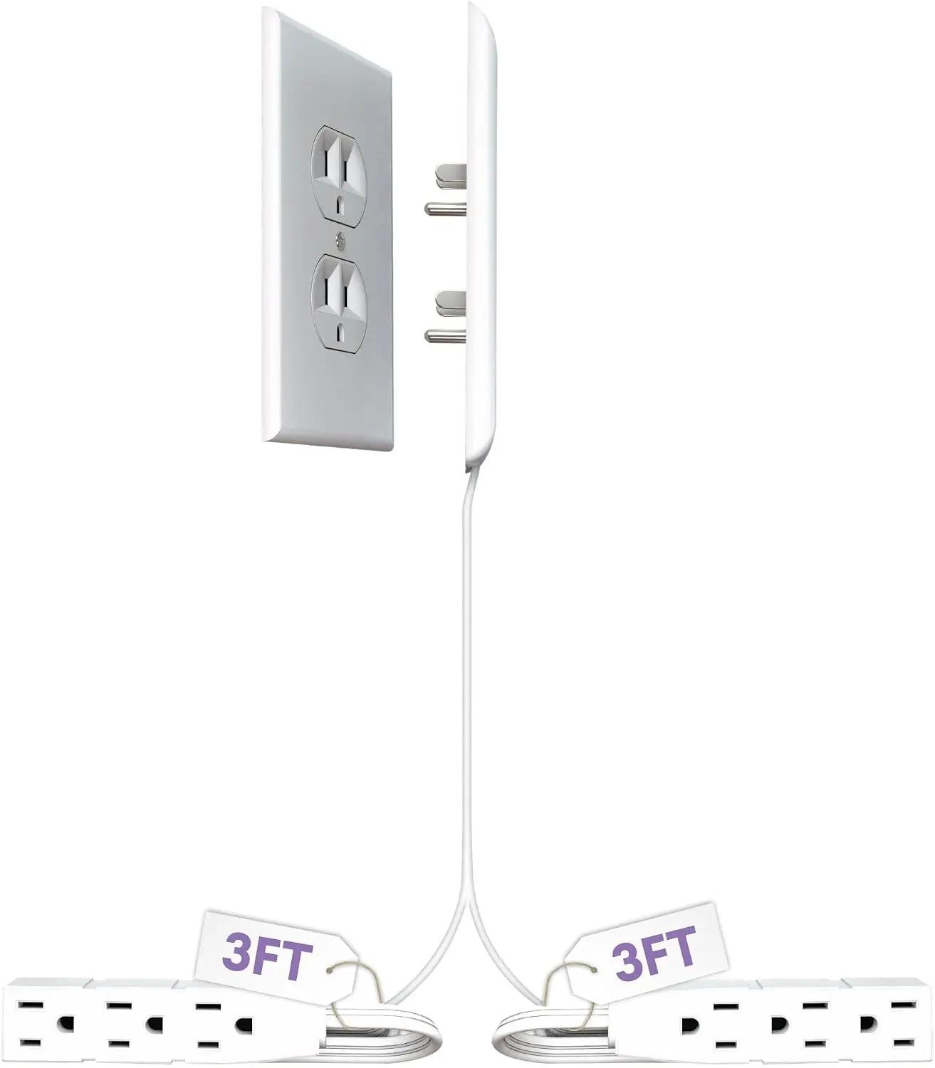 Sleek Socket Original &amp; Patented Ultra-Thin Outlet Concealer with Cord Concealer Kit, Flat Extension Cord with Multi Outlets Power Strip, Ideal for Home Improvement, Hide Bulky and Messy Cords