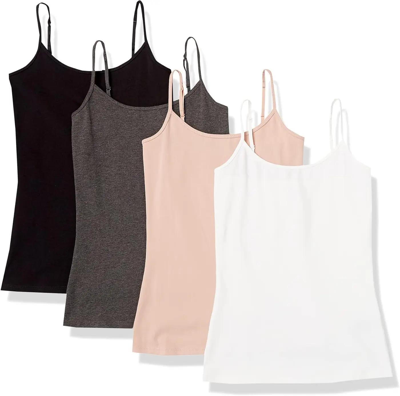 Amazon Essentials Women's Slim-Fit Camisole for Layering and Everyday Wear, Pack of 4 OEKO-TEX STANDARD 100
