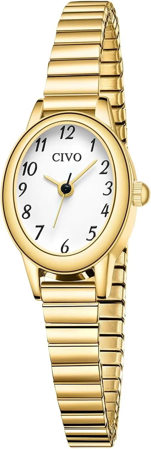 CIVO Small Gold Watches for Women: Vintage Analog Watch with Stainless Steel Expansion Band - Dainty Ladies Watch with Small Wrists - Gifts for Mom Wife Birthday Anniversary