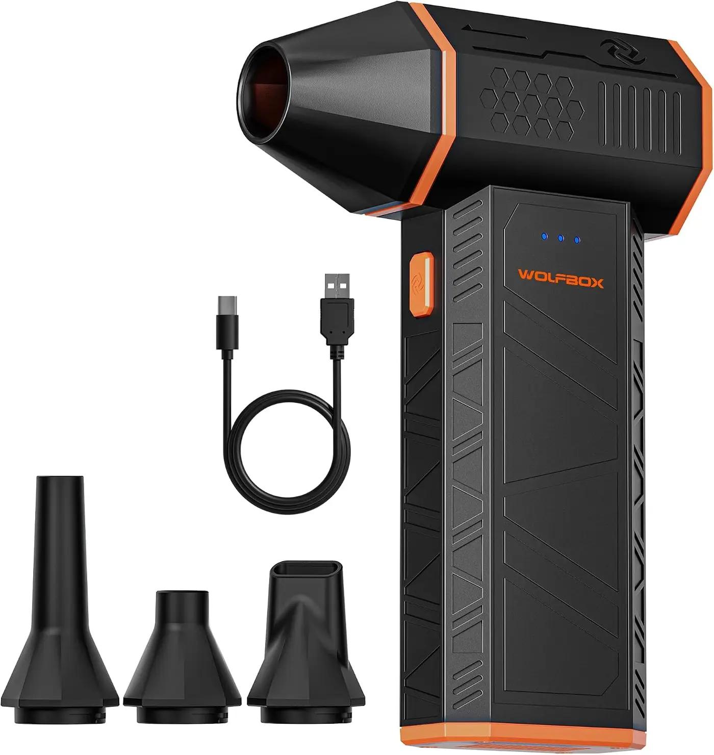 WOLFBOX MegaFlow 50 Compressed Air Duster-110000RPM Super Power Electric Air Duster, 3-Gear Adjustable Mini Blower with Fast Charging, Dust Blower for Computer, Keyboard, House, Outdoor and Car ISCC PLUS