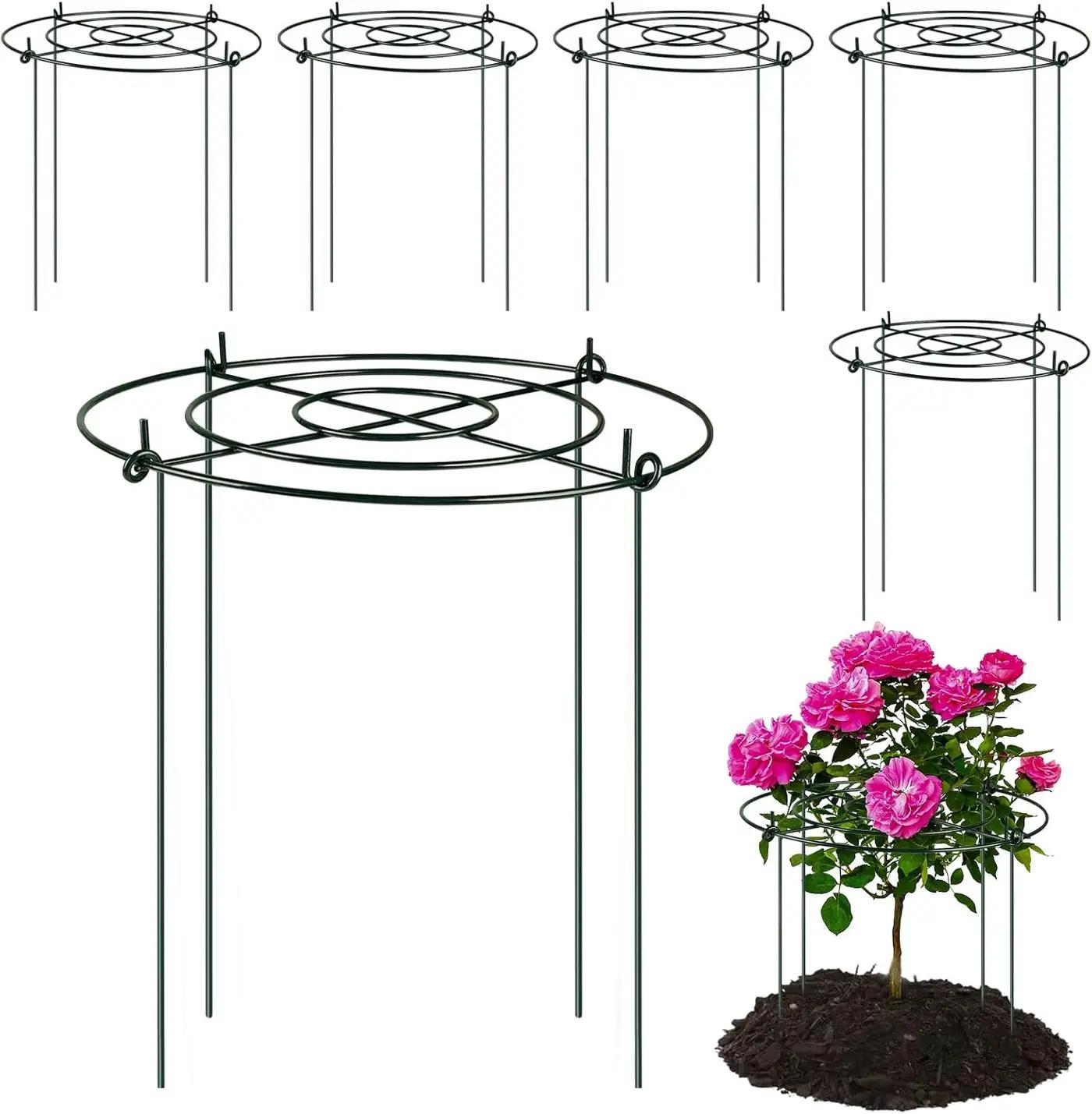 6 Packs Peony Cages and Supports, 11.8" Dx16 H Round Peonies Support Cages, Heavy Duty Flower Support Rings Plant Supports for Outdoor Plants, Plant Cage Ring for Roses, Hydrangeas, Tomatoes