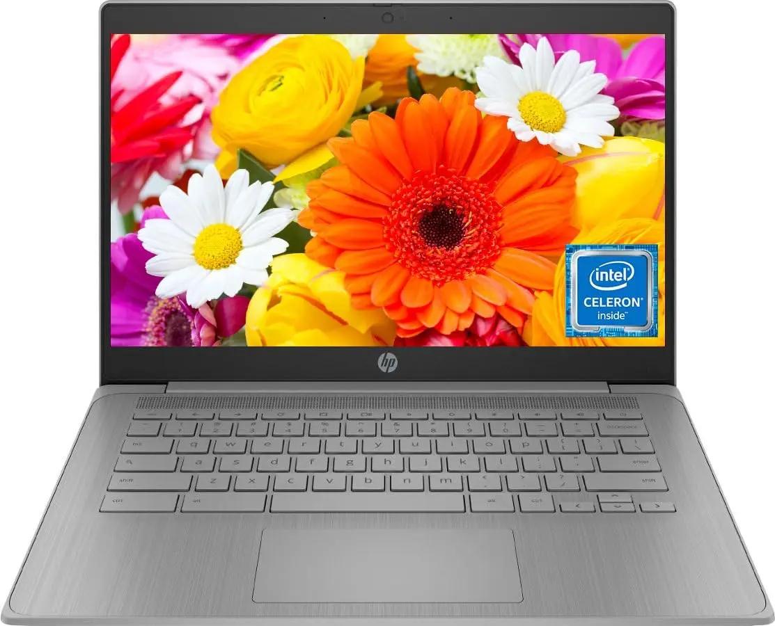HP 14" HD Chromebook Laptop for Students, Intel Quad-Core N4120(> N4020), 4GB RAM, 64GB eMMC, WiFi, Webcam, HDMI, USB-A&amp;C, 14 Hours Battery life, ZOOM, Chrome OS, CUE Accessories
