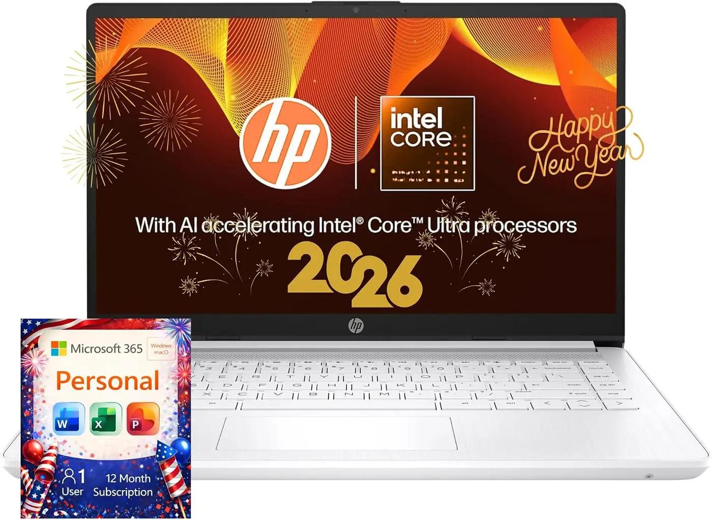 HP Business Laptop with Microsoft Office 365, 8GB RAM, 64GB SSD, Intel Processor, White | No Mouse, Fast Response, Long Battery Life, Good Value