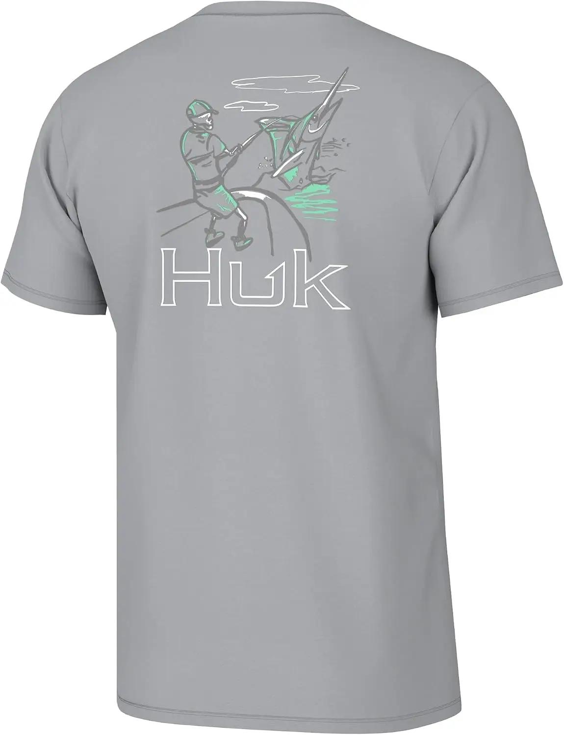 HUK Mens Fishing Graphic Tee, Performance Short Sleeve, Quick-Dry