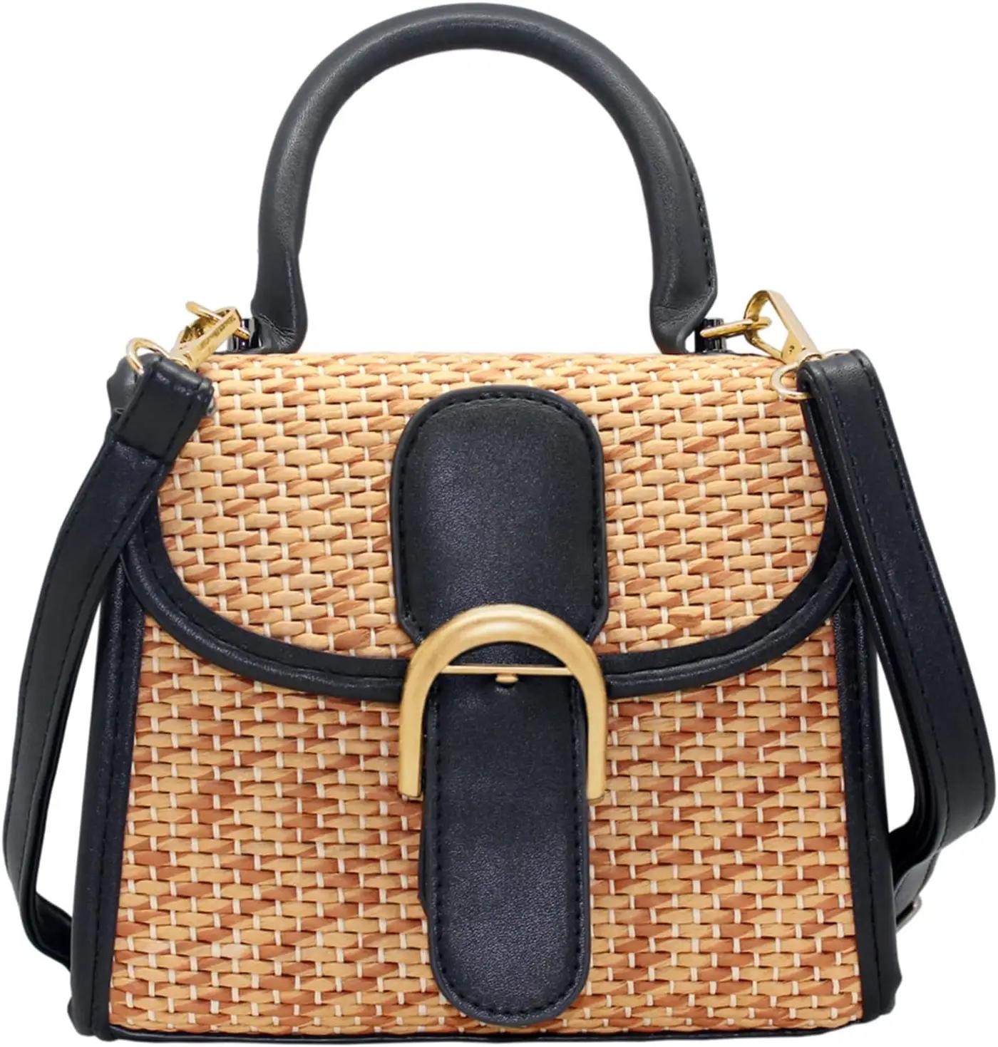 boshiho Retro Straw Woven Handbag Womens Small Cross Body Bag Shoulder Messenger Satchel