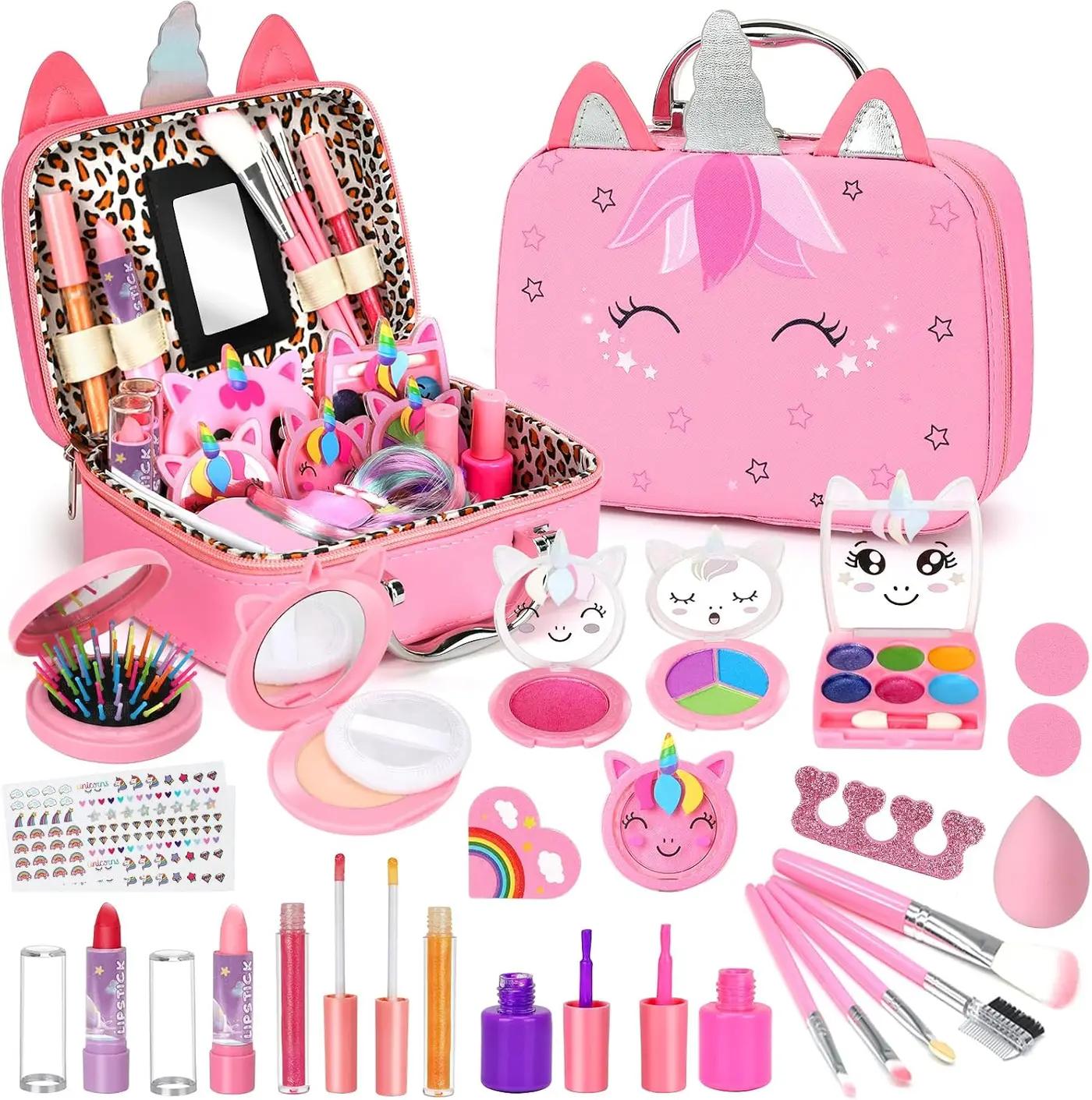 Heaning Kids Washable Makeup Girl Toys - Real Makeup Kit Kid Make up Set for Toddlers Children Princess Dress Up Christmas Birthday Gifts Toys for 3 4 5 6 7 8 9 10 11 12 Year Old Girls