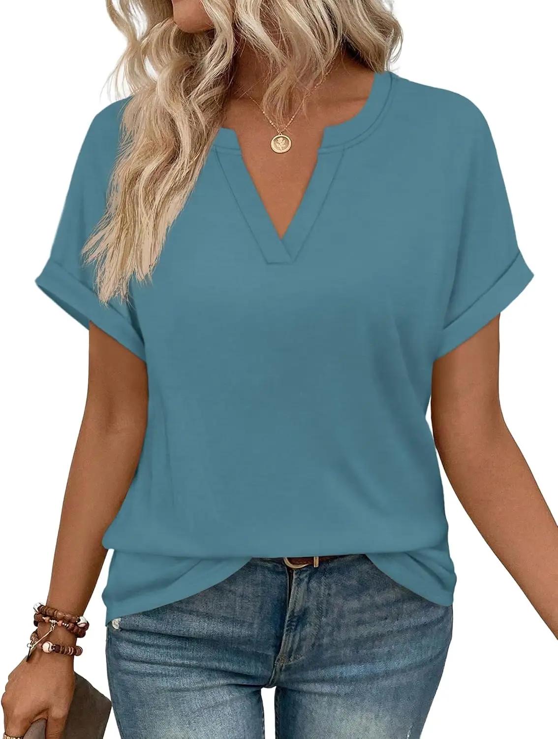 WIHOLL Womens Blouses Spring Tops Short Sleeve Shirts Dressy Casual Summer Vacation Fashion Clothing 2026 OEKO-TEX STANDARD 100