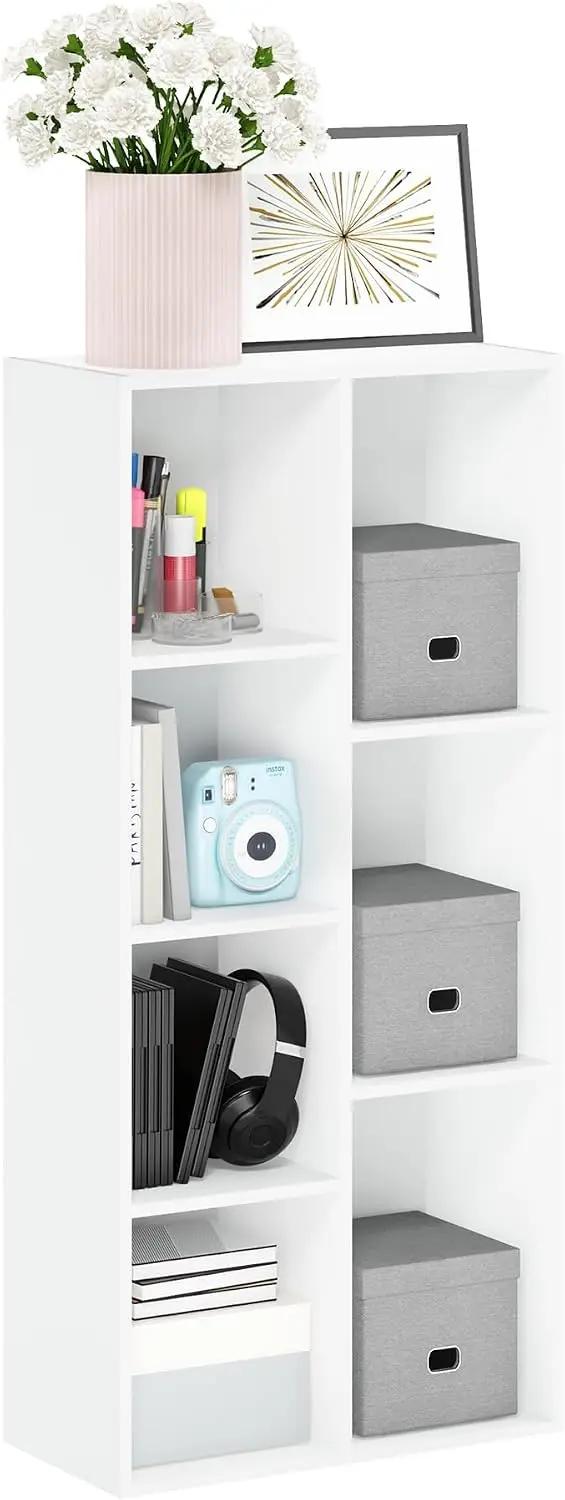 Furinno LUDER Book Shelf, 7-Cube Bookshelf, Bookcase with Open Shelves, 9.4 x 19.5 x 41.7, Easy Assembly, for Living Room, Bedroom, Home Office, White The Forest Stewardship Council