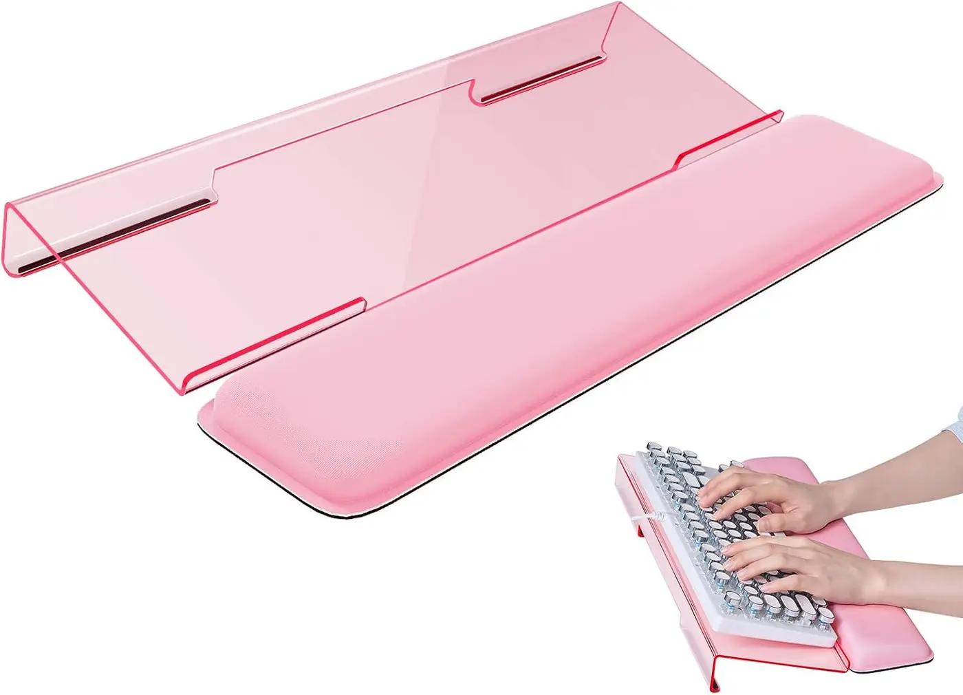 Laborio Computer Keyboard Wrist Rest Stand for Desktop, Keyboard Holder for Easy Typing with Wrist Pad for Office Desk, Home, School (Pink) Global Recycled Standard