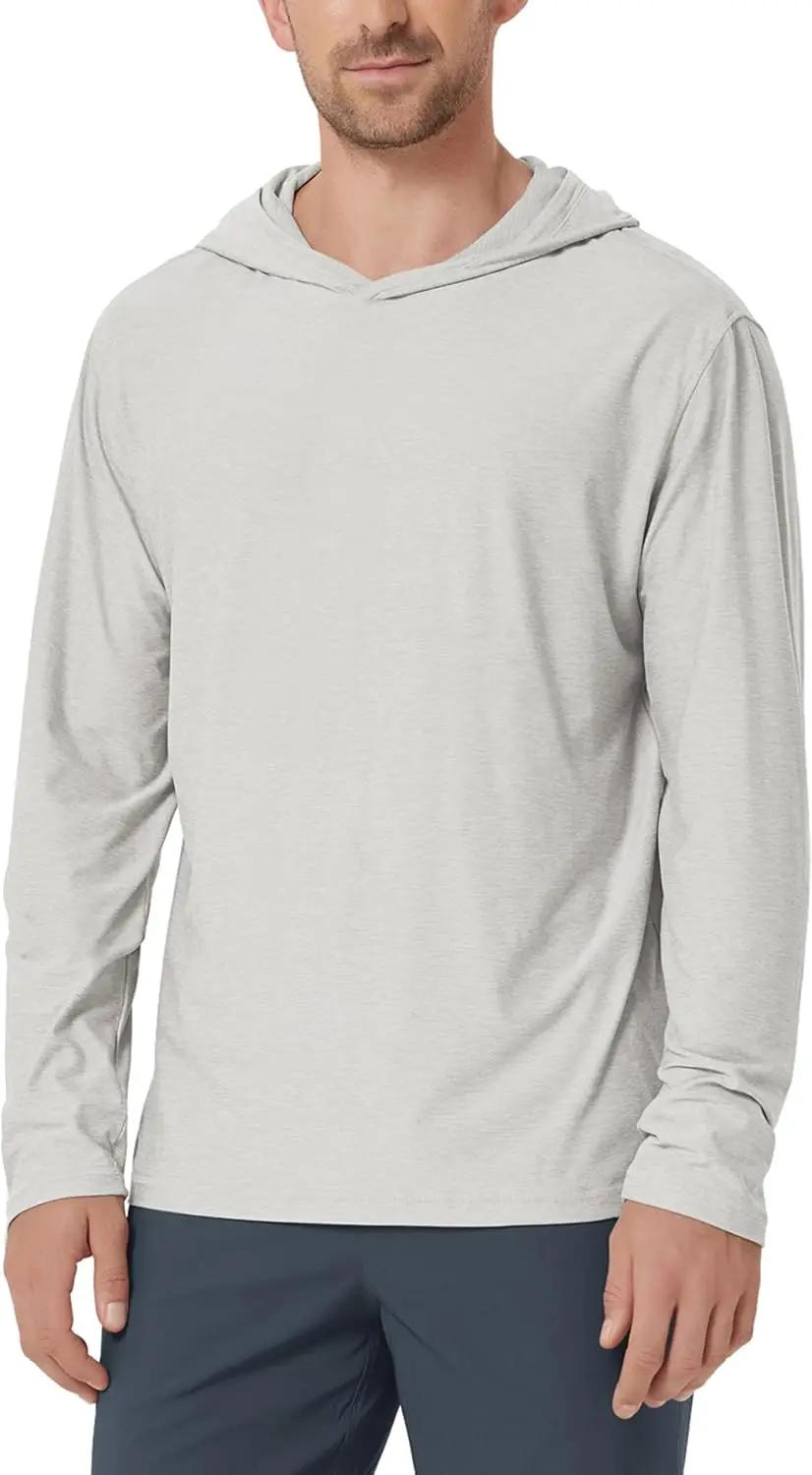 ODODOS Men's Long Sleeve Hoodie - odSTRATUM Tech Performance Pullover - Ultra Soft Moisture Wicking UPF 50+ Top