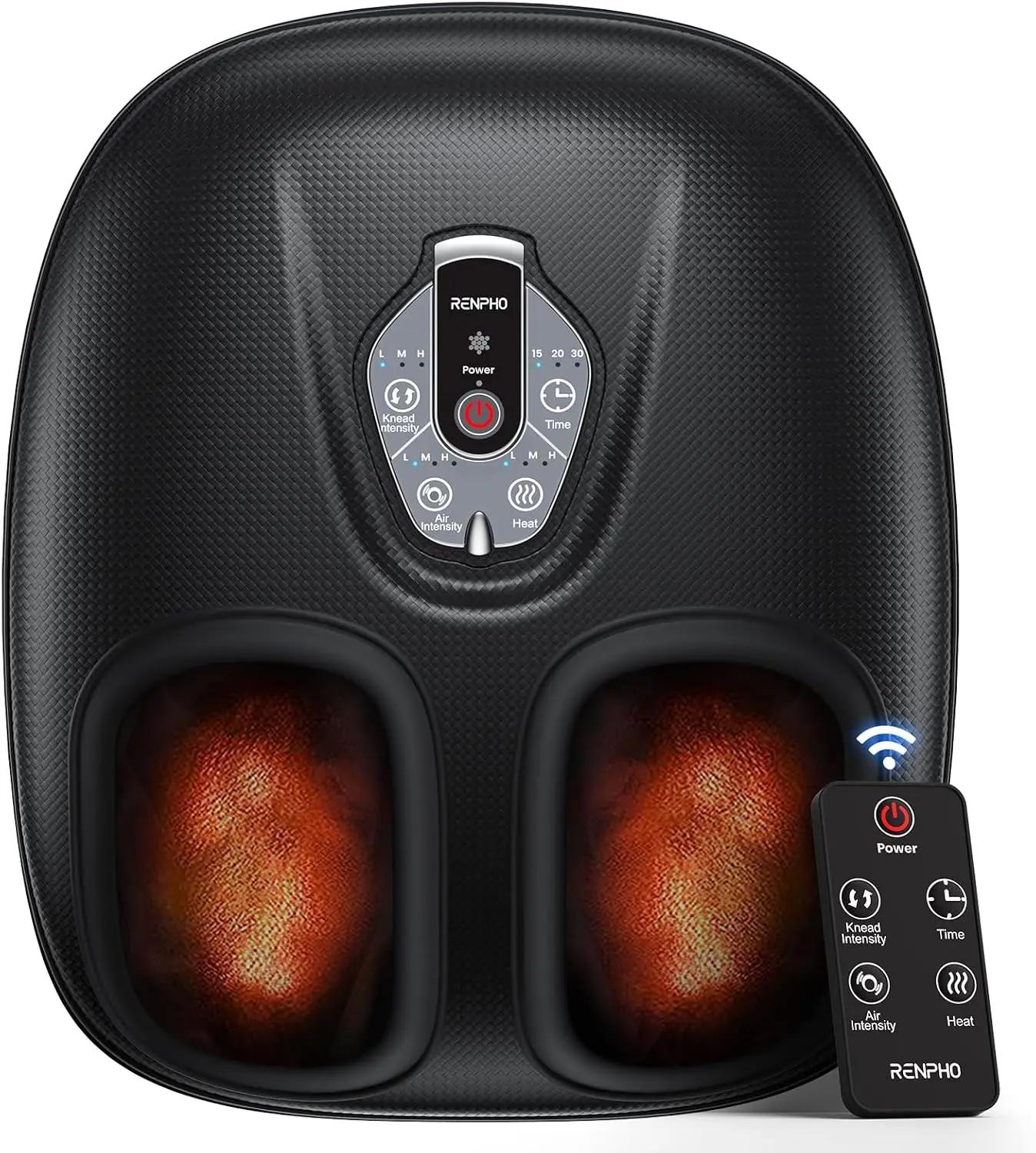 RENPHO Foot Massager Machine with Heat [2026 Upgraded], Mothers Day Gifts for Mom, Shiatsu Foot Massager for Plantar Fasciitis, Cordless Control, FSA Eligible HSA Store Eligible Massager, Black Global Recycled Standard