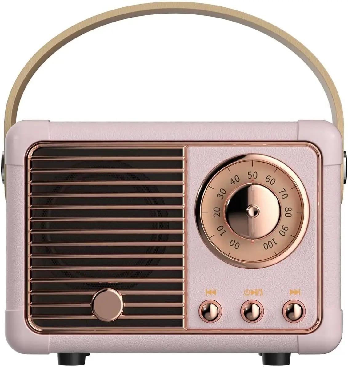 Baolira Baolira Retro Bluetooth Speaker, Portable Wireless Speaker with Crystal Clear Stereo Sound Rich Bass, Best Birthday Gifts Ideas for Women Teenage (Pink)