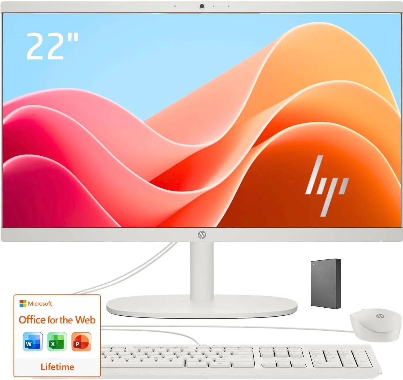 HP 22" FHD All-in-One Desktop Computer • 32GB DDR5 RAM • 512GB External and 128GB UFS Storage | The New Version for Everyday Efficency • Latest 13th Gen Intel Quad-Core • Office 365 for The Web