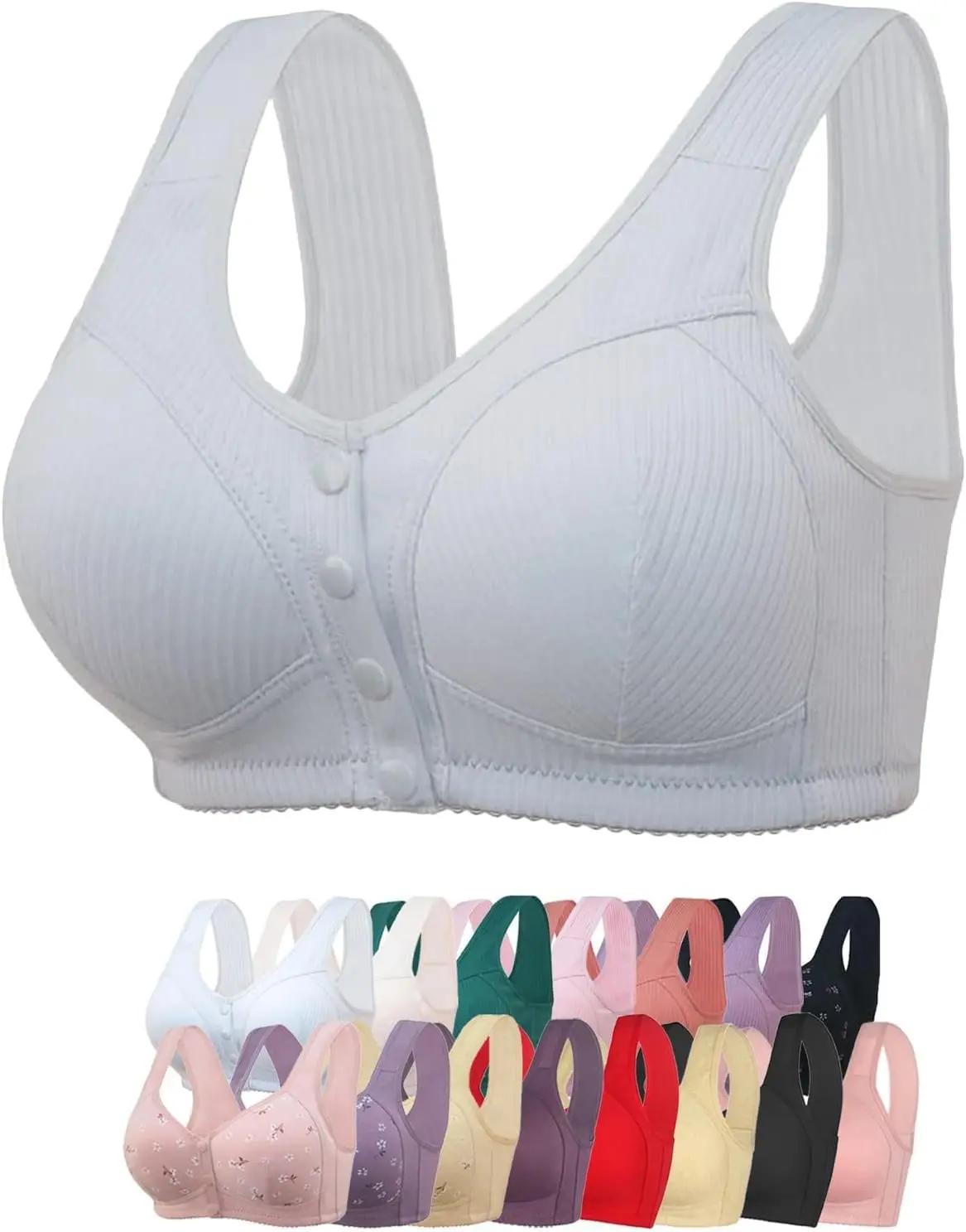 ObjFoch Daisy Bra for Seniors, Front Snap Closure Bras, Front Snaps Daisy Bras for Older Women