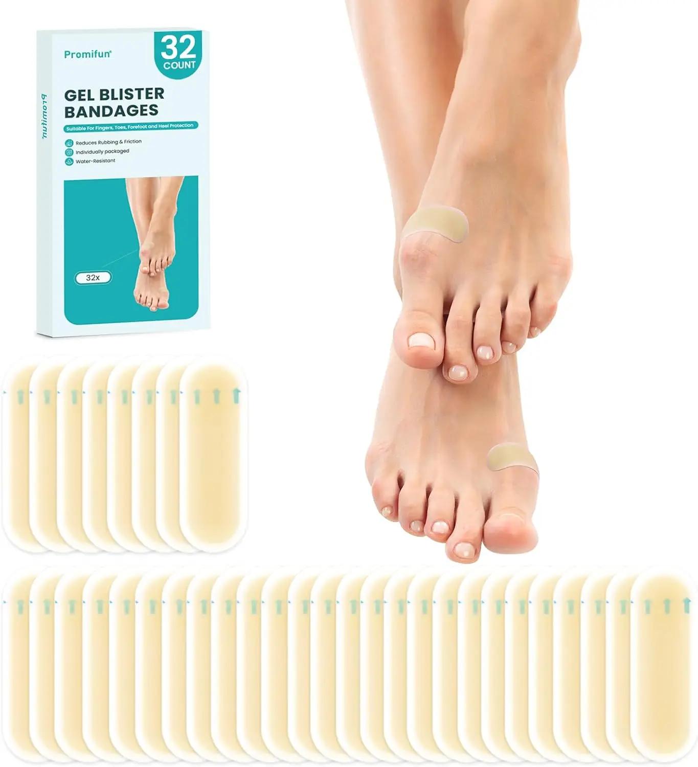 Promifun Waterproof Hydrocolloid Blister Bandages - Gel Pads for Foot, Toe Healing &amp; Prevention (32ct, Spot Pack)