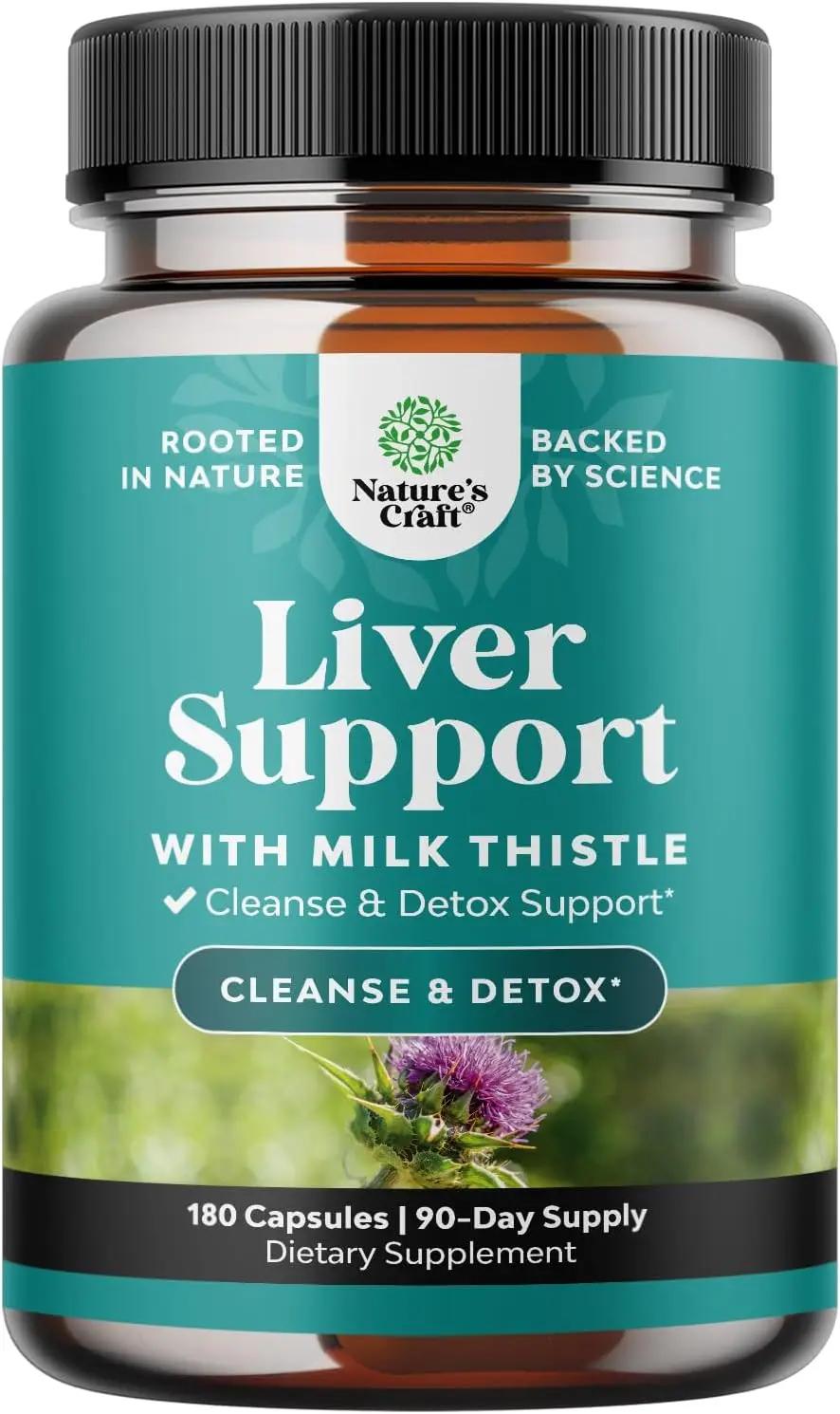 Natures Craft Liver Cleanse Detox &amp; Repair 180 Capsules - Herbal Liver Support Milk Thistle Supplement - Silymarin Milk Thistle Supplements with Dandelion Root, Choline, Beetroot &amp; Artichoke Extract
