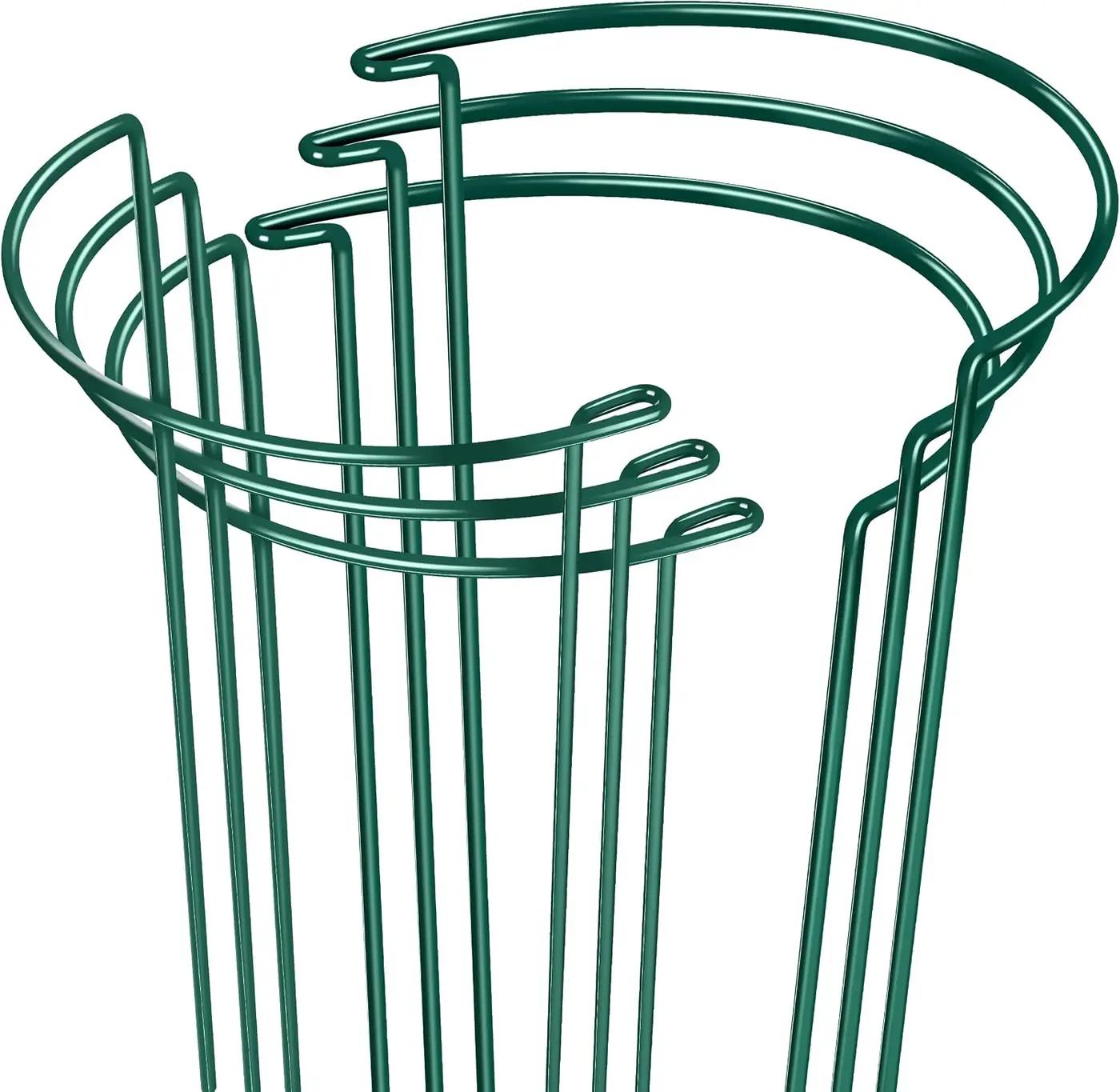 EWPJDK Plant Supports Stakes 6PCS, Half Round Metal Garden Stakes Plant Support for Peony Cages and Supports,Green Plant Support Ring Border for Outdoor Indoor Plants (10" W x 16" H, 6 PCS)