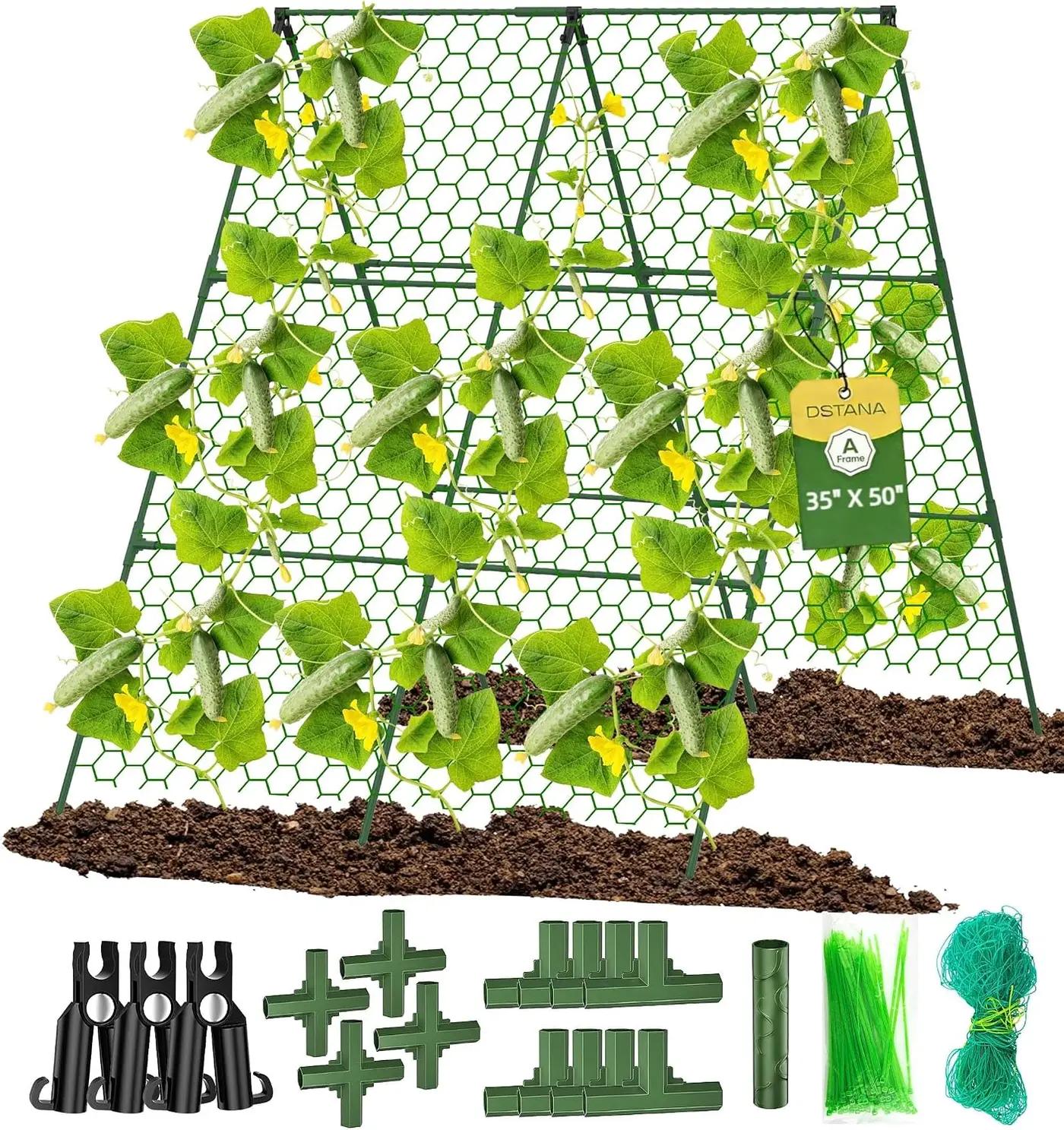 Cucumber Trellis, 35" X 50" A-Frame Garden Trellis for Climbing Plants Outdoor, Trellis Cucumber for Raised Bed, Foldable Plant Support for Vine/Vegetable/Tomato/Zucchini/Pea