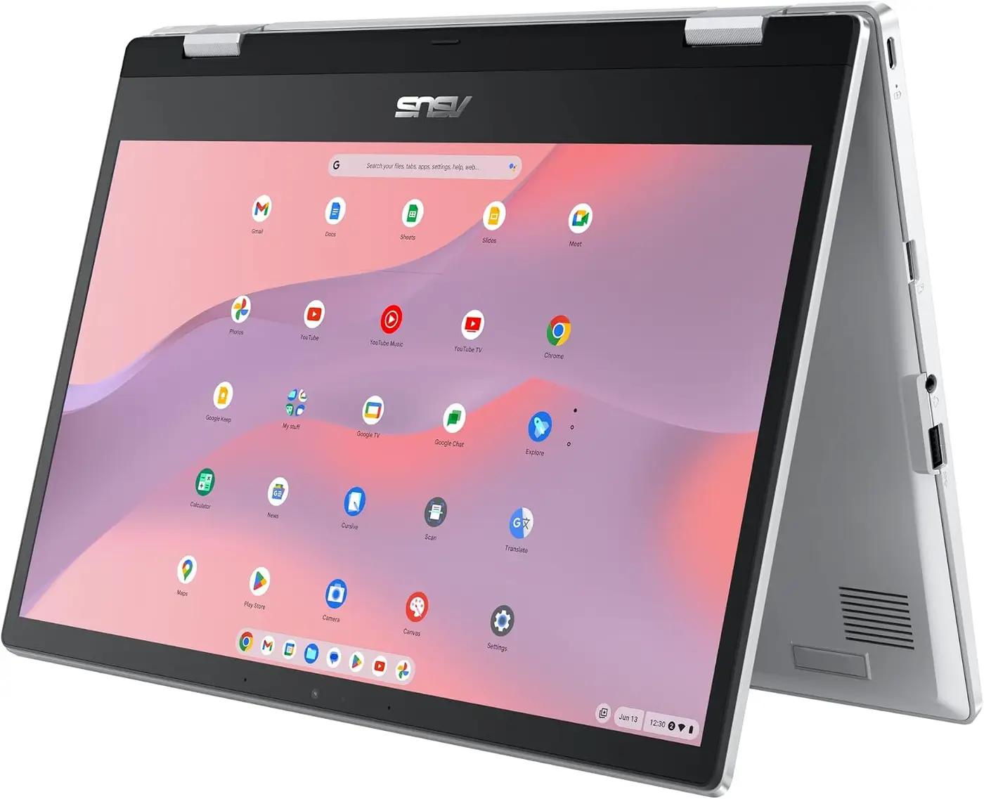 ASUS Chromebook Flip CX1 Convertible Laptop, 14" FHD NanoEdge 360-degree Touchscreen, Intel Celeron N4500 Processor, 128GB eMMC Storage, 8GB RAM, ChromeOS, Transparent Silver, CX1400FKA-AS88FT EPEAT