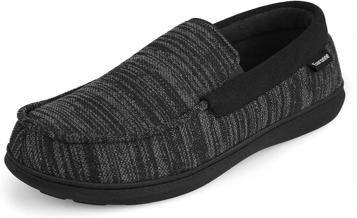 Garonne Men's Moccasin Slippers with Memory Foam for Indoor/Outdoor