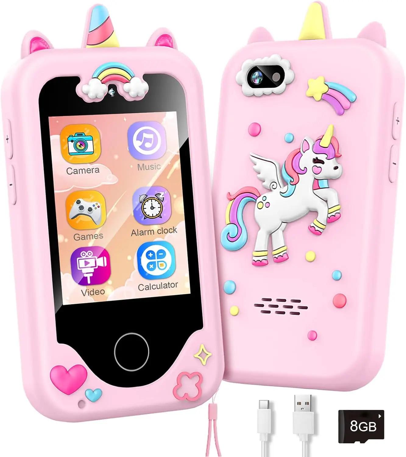 Kids Smart Phone with Dual Camera, Game &amp; Music Player, Toddler Learning Play Toy Cell Phone, Gifts for Girls, Christmas, Birthday, Age 3-10, Light Pink