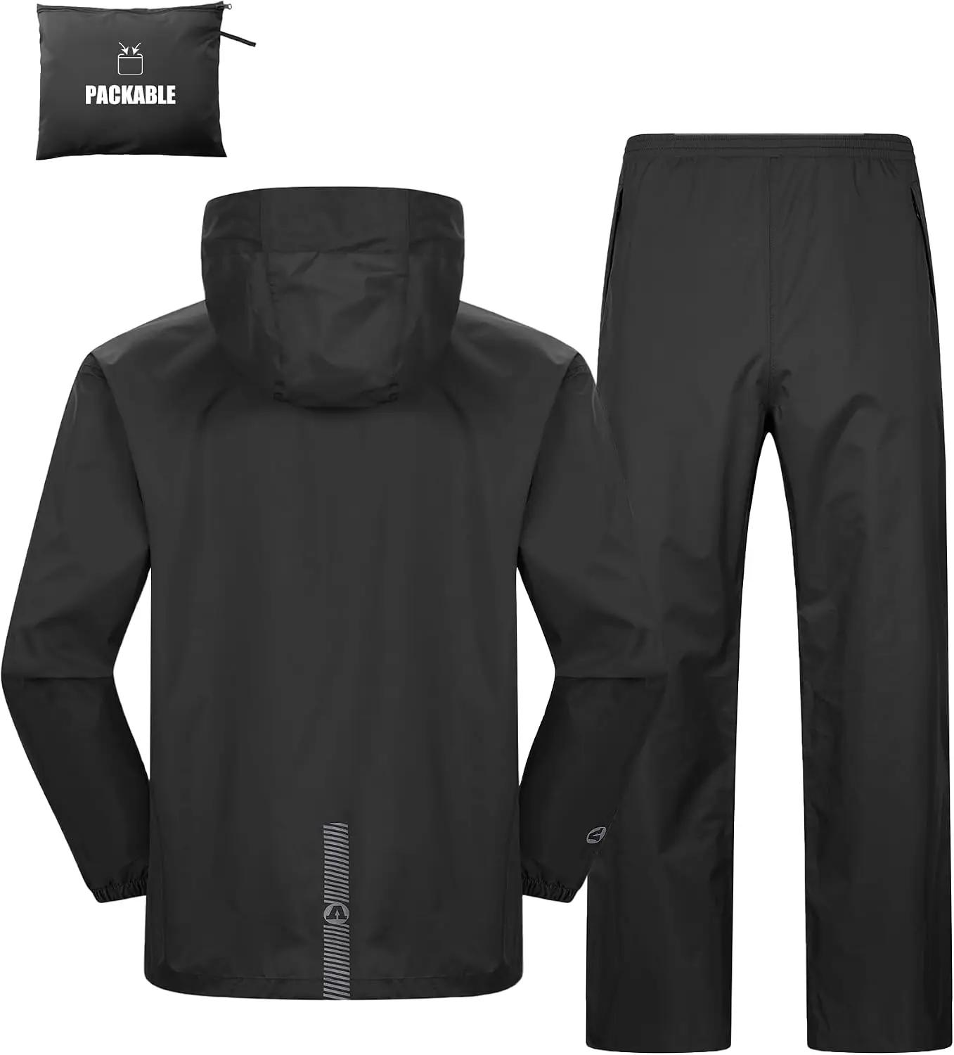 Outdoor Ventures Packable Rain Suit for Men Lightweight Waterproof Breathable Rain Gear for golf Rain Jacket Pants