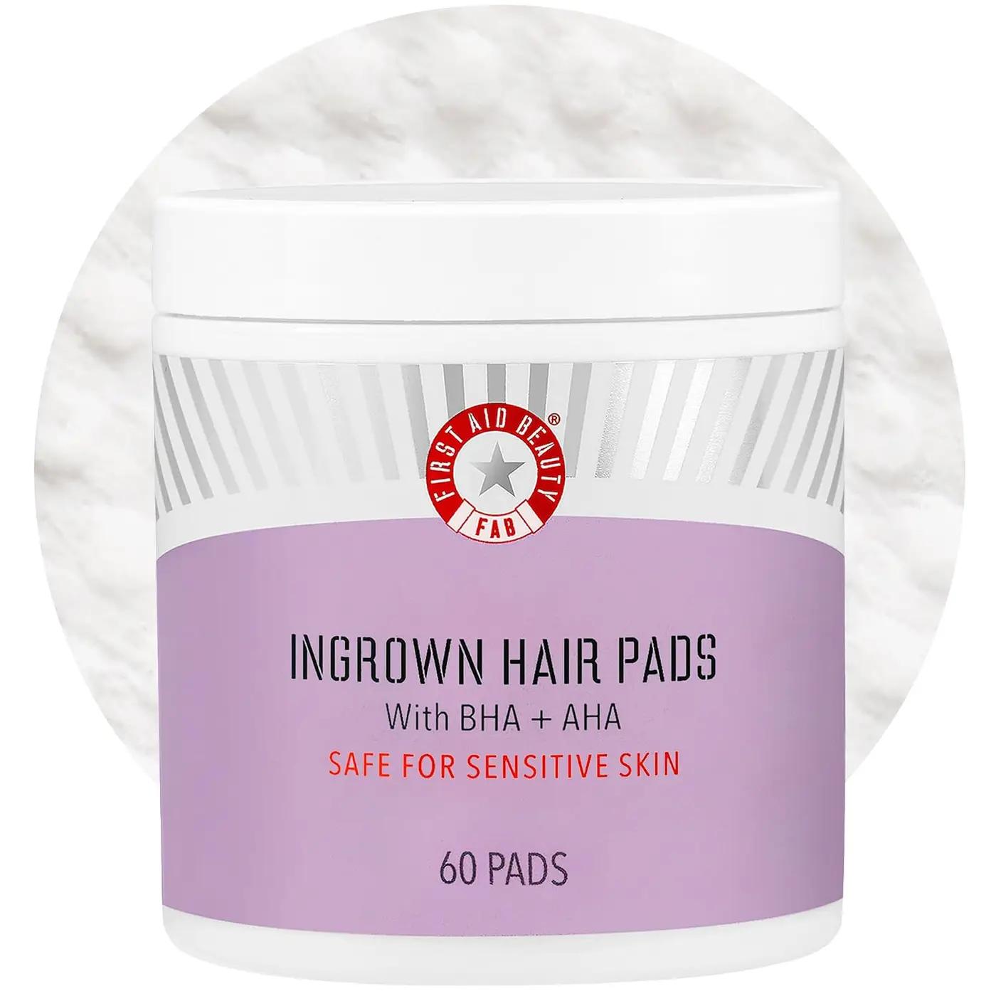 First Aid Beauty - Ingrown Hair Pads with BHA + AHA - Aftershave Treatment Pads to Help Prevent Razor Bumps for Men &amp; Women - Exfoliate Underarms &amp; Bikini Area - Compostable for Daily Use - 60 Pads