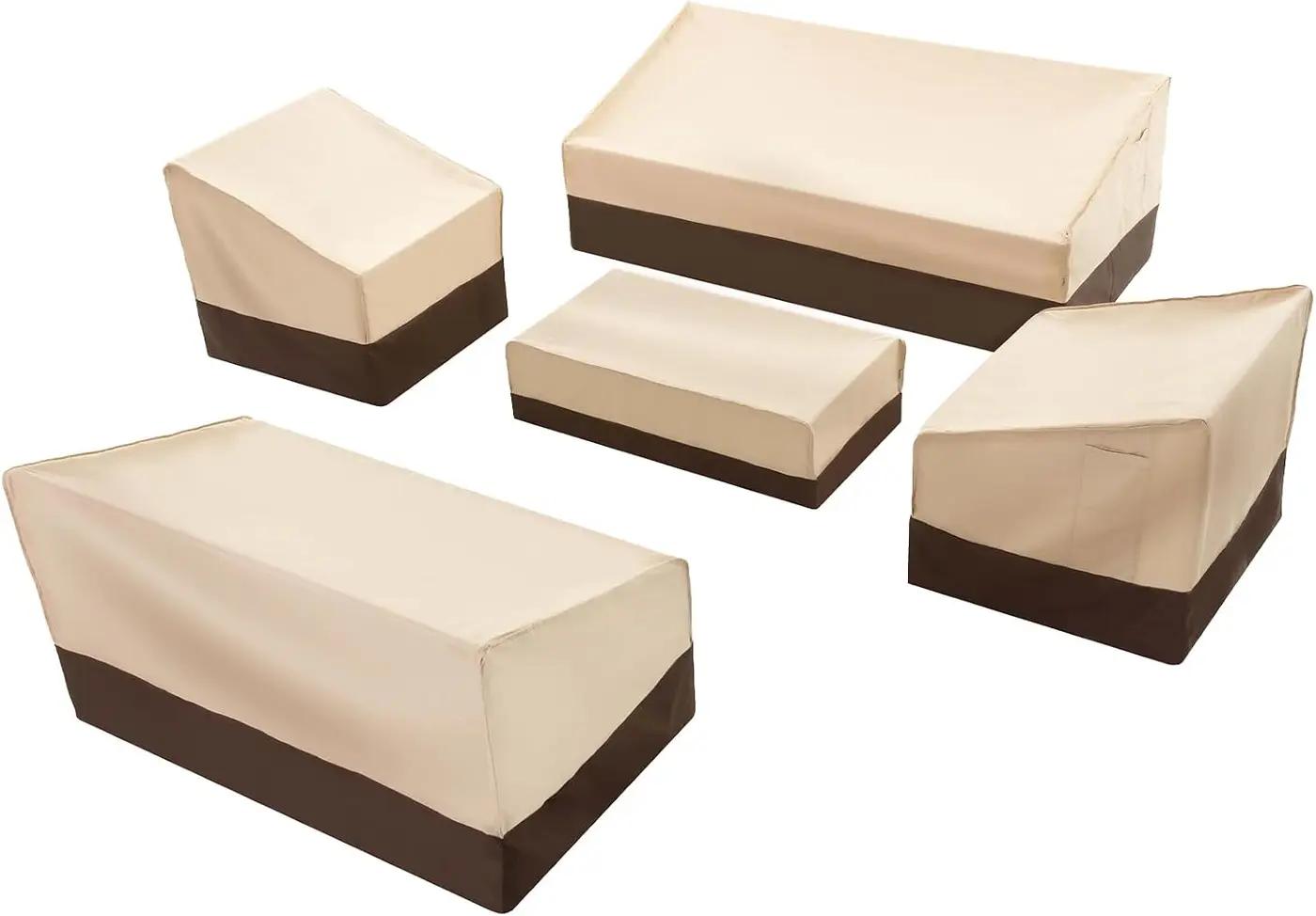 Loriano Patio Furniture Cover Set, 5 Piece Outdoor Furniture Cover Waterproof, 600D Heavy Duty Lawn Patio Set Covers