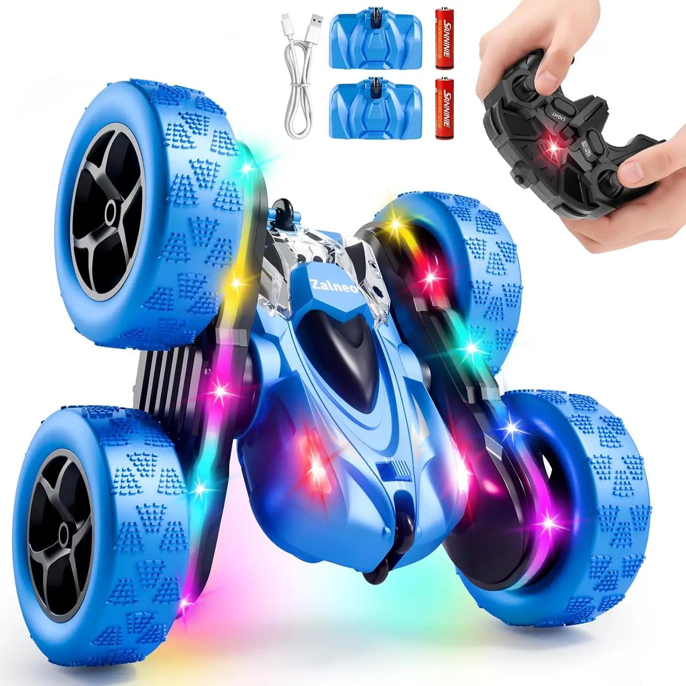 Remote Control Stunt Car 4WD 360° Flip Double‑Sided RC Cars, LED Light Bar, USB‑C Modular Battery, 2.4 GHz Outdoor Beach Toy for Boys 6‑12 Years Old, Birthday &amp; Christmas Kids Gift, Blue ClimatePartner certified
