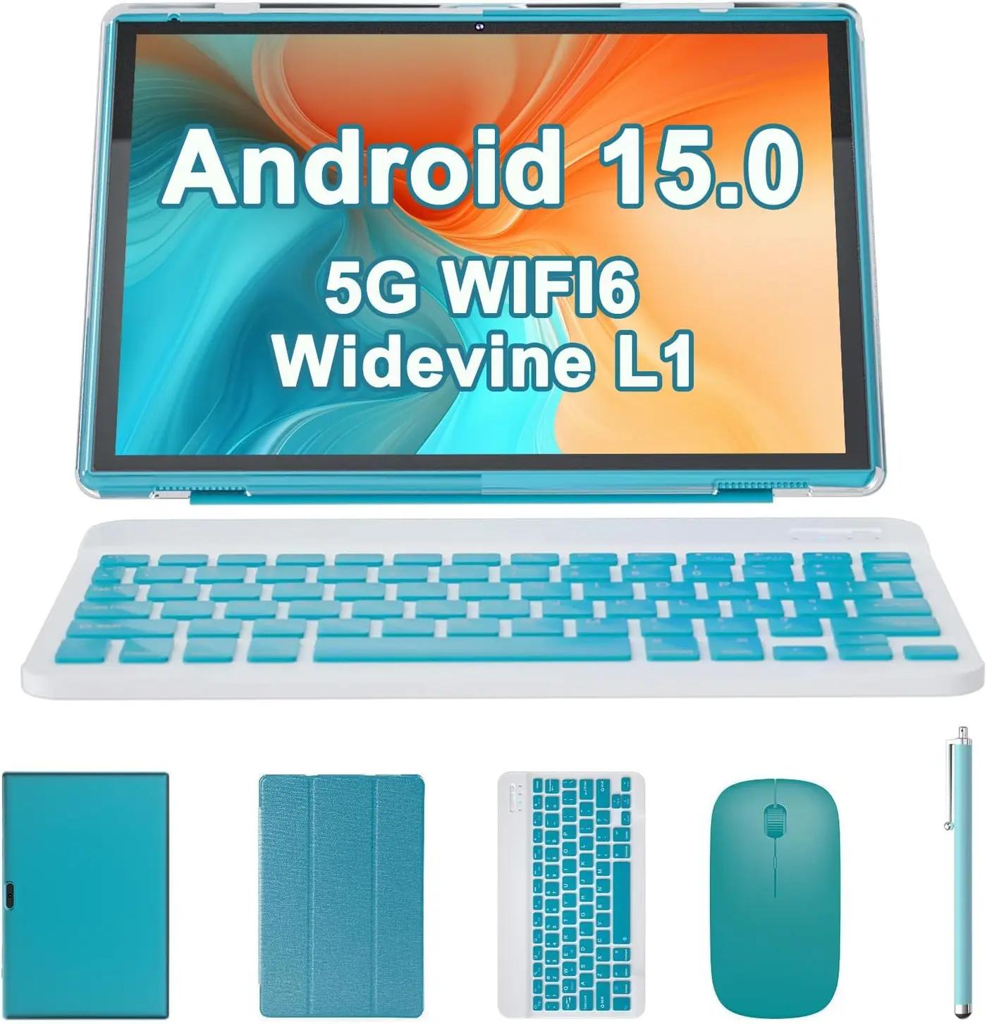 2 in 1 Tablet with Keyboard Case Mouse Stylus, 10 inch Tablet Android 15 Tablets PC, 8GB RAM+32GB ROM Support 1TB Expandable, 6000mAh Battery IPS 10.1" Tab 2MP+8MP Dual Camera WiFi-6 Bluetooth Tableta