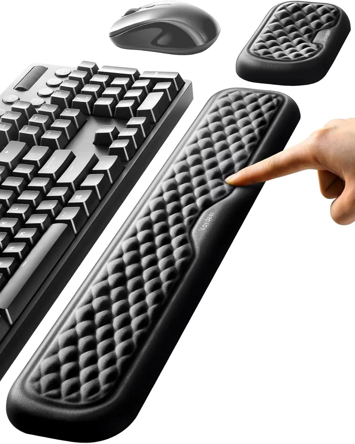 Vaydeer Wrist Rest for Keyboard and Mouse, Computer Ergonomic Wrist Support Pad, Soft Memory Foam Arm Cushion for Desk, Palm Hand Office Laptop Typing Global Recycled Standard